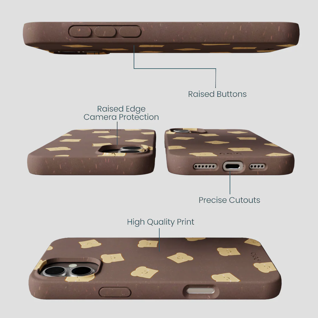 Chocolate Brown Mini Toast iPhone 16 Plus Case - Image 3