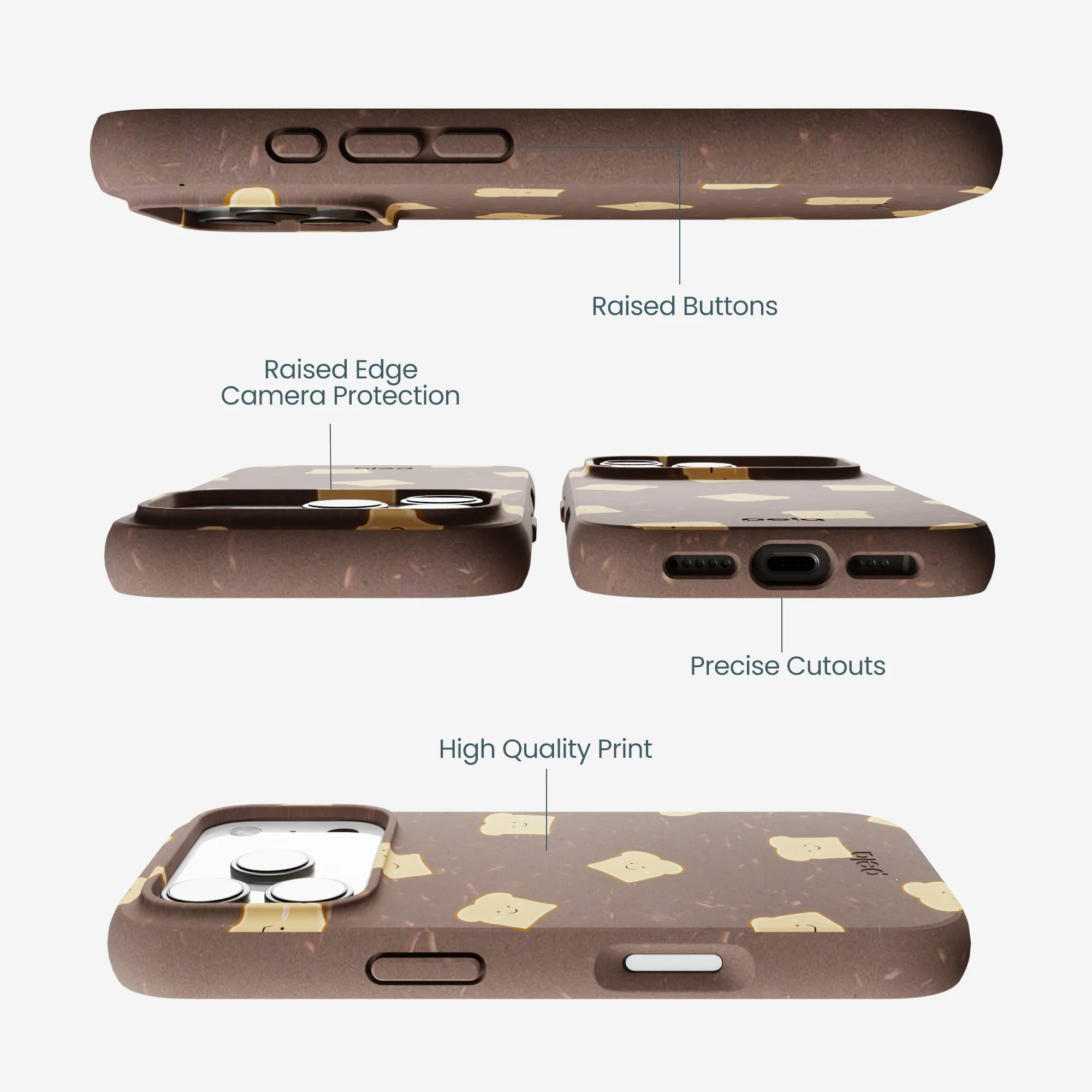 Chocolate Brown Mini Toast iPhone 17 Pro Case - Image 3