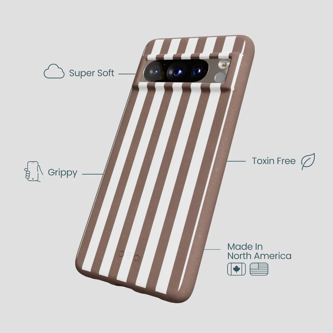 Chocolate Brown Mocha Stripes Google Pixel 8 Pro Case - Image 4