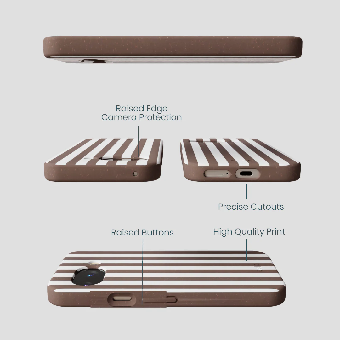 Chocolate Brown Mocha Stripes Google Pixel 9a Case - Image 3