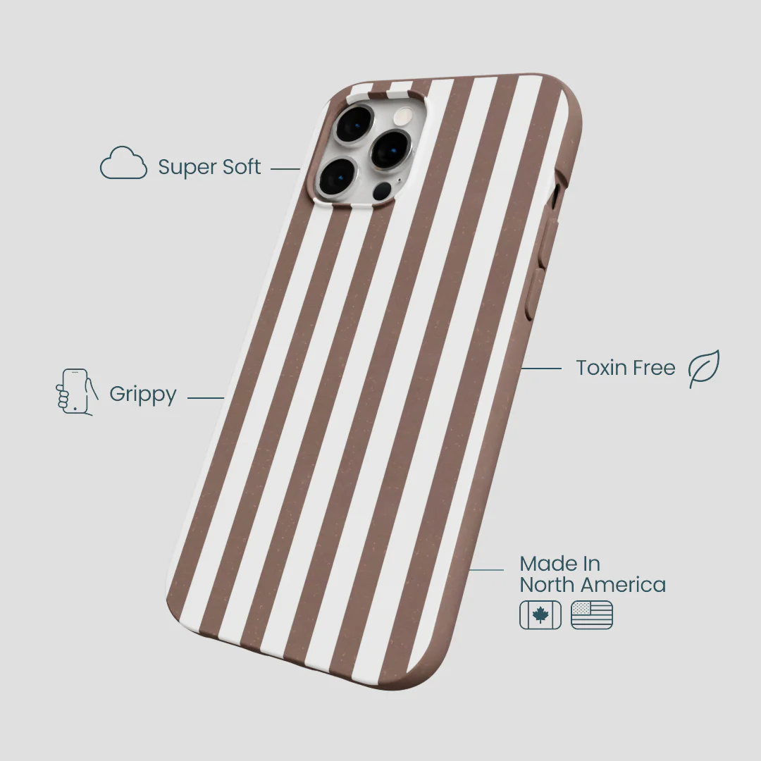Chocolate Brown Mocha Stripes iPhone 12 Pro Max Case - Image 4
