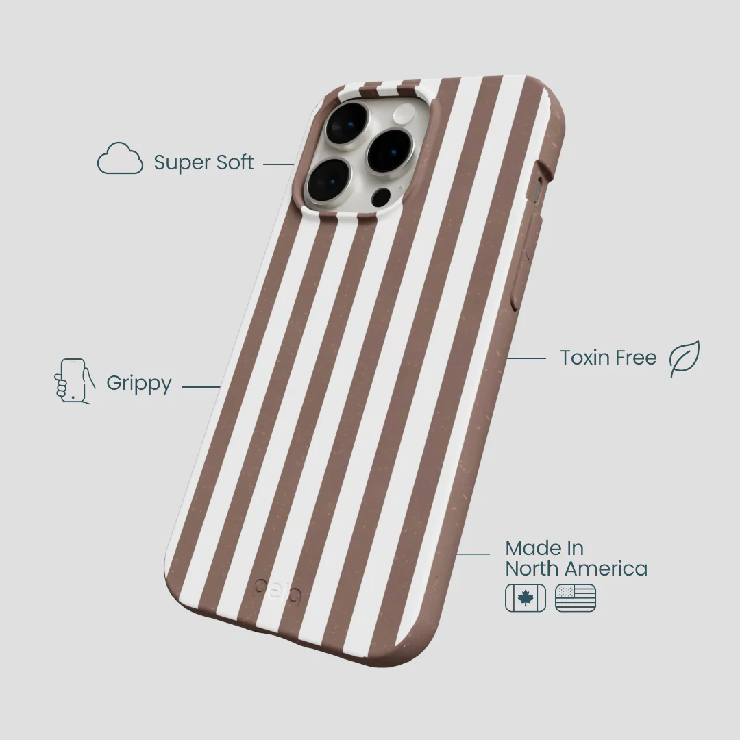 Chocolate Brown Mocha Stripes iPhone 14 Pro Max Case - Image 4