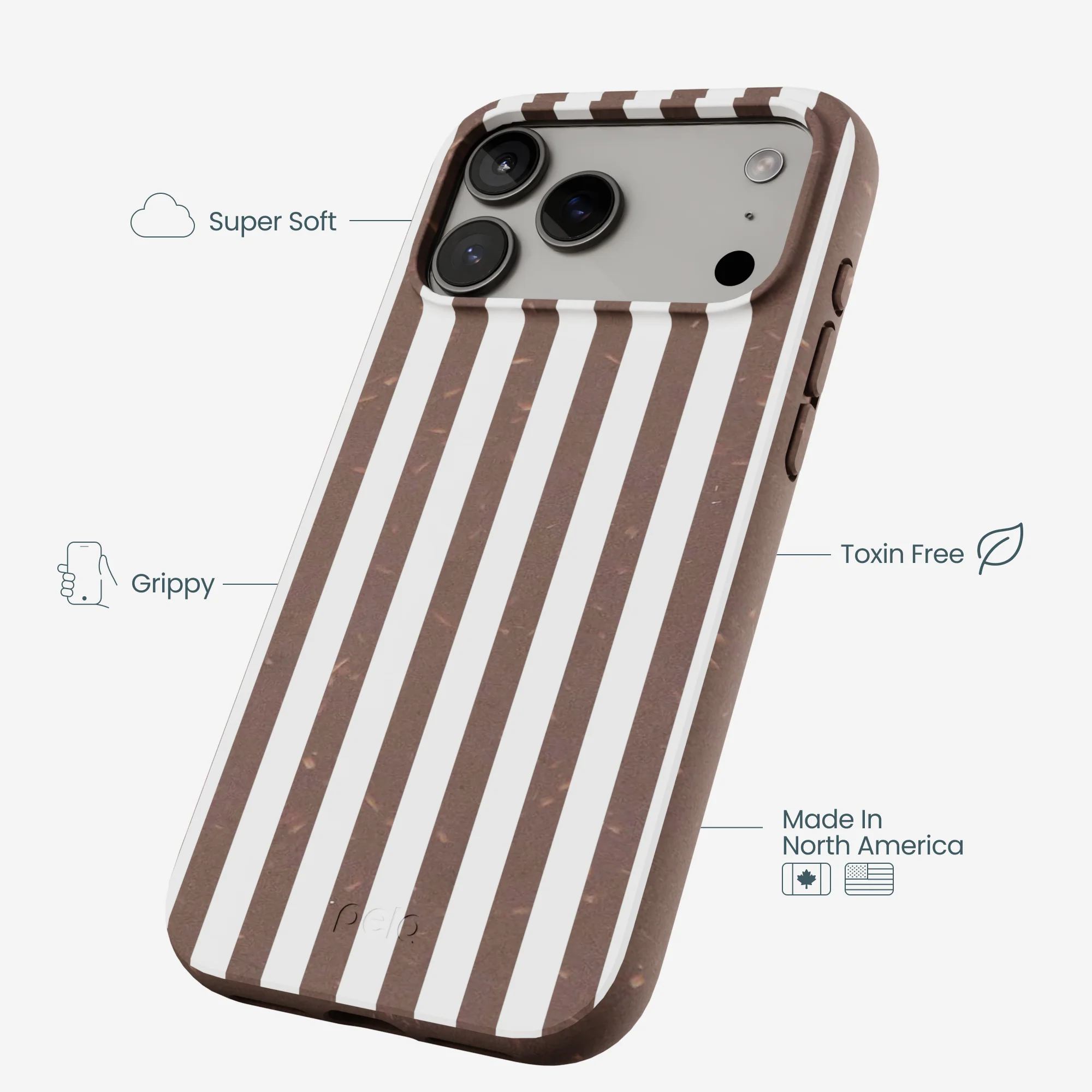 Chocolate Brown Mocha Stripes iPhone 17 Pro Max Case - Image 4