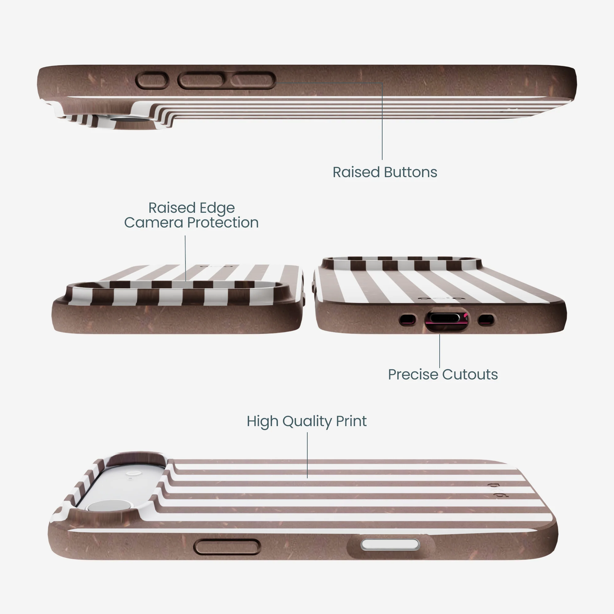 Chocolate Brown Mocha Stripes iPhone Air Case - Image 3