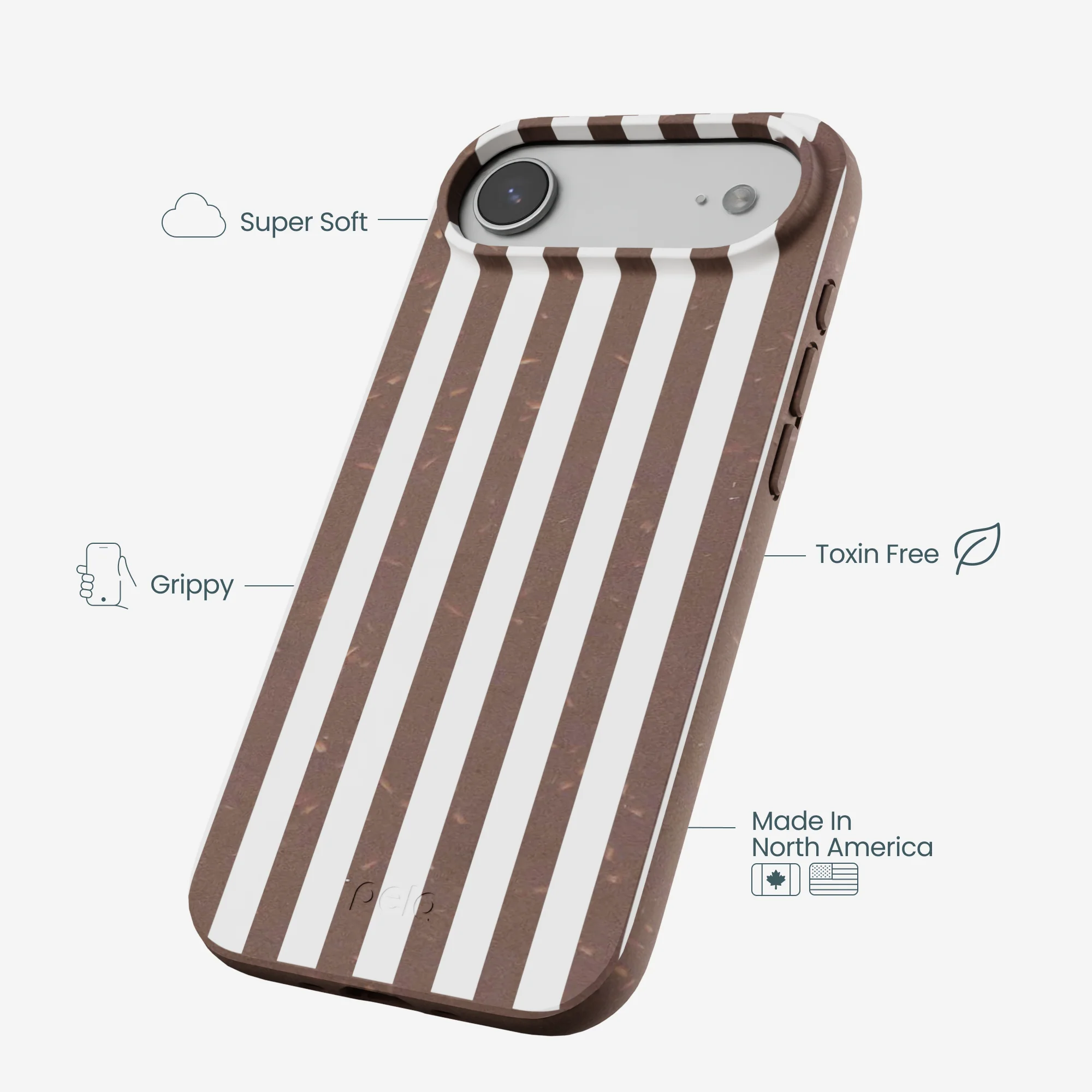 Chocolate Brown Mocha Stripes iPhone Air Case - Image 4