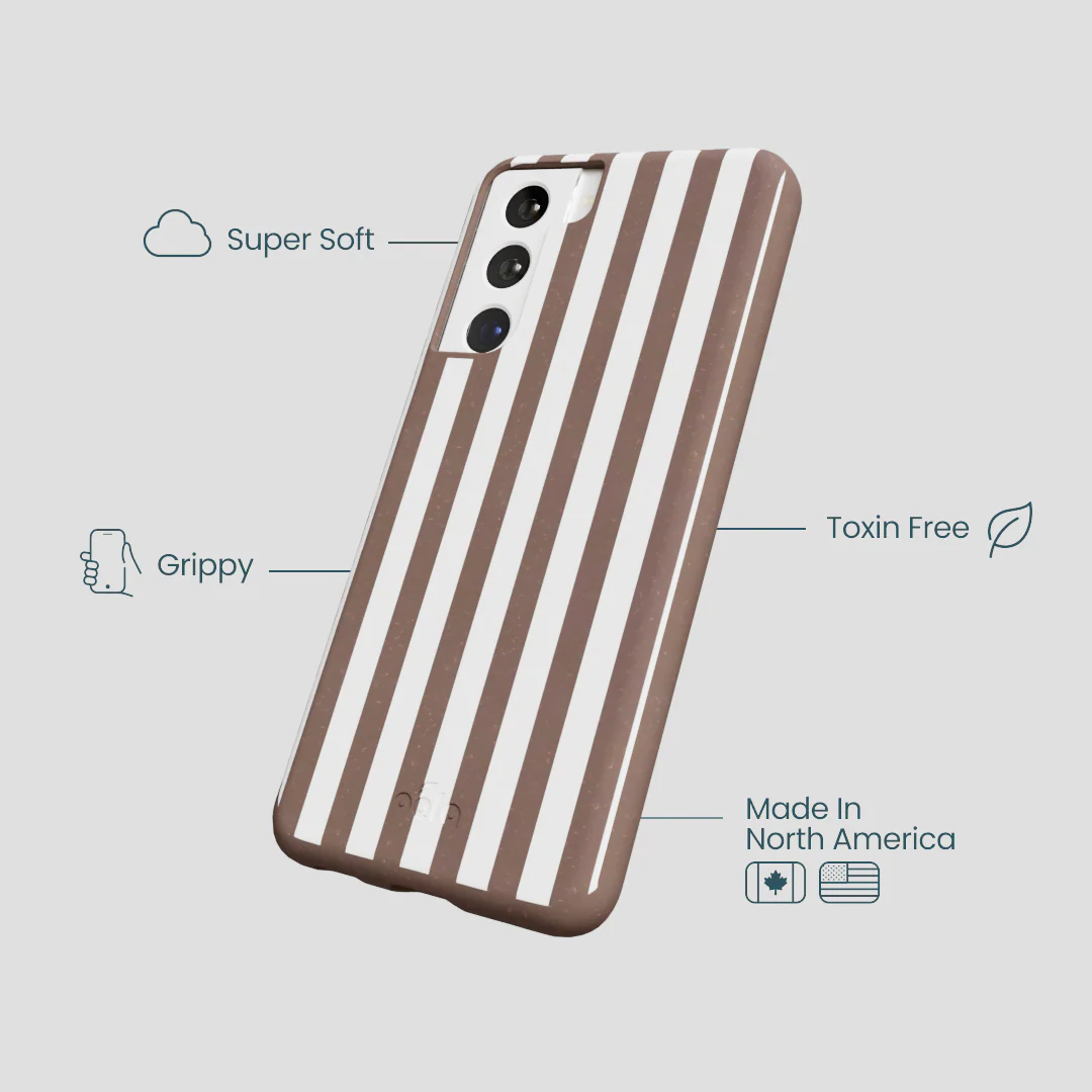 Chocolate Brown Mocha Stripes Samsung Galaxy S22 Case - Image 4