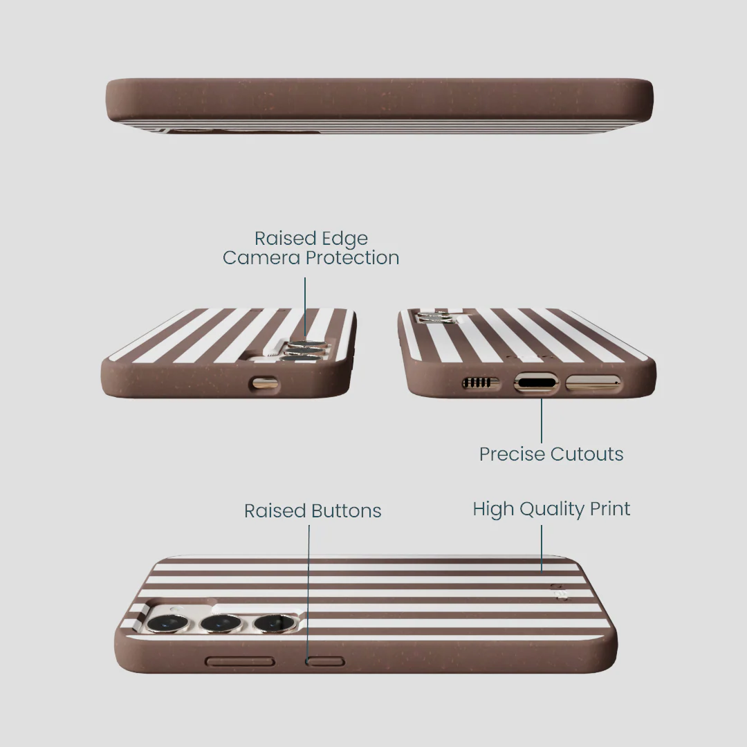 Chocolate Brown Mocha Stripes Samsung Galaxy S23 Case - Image 3