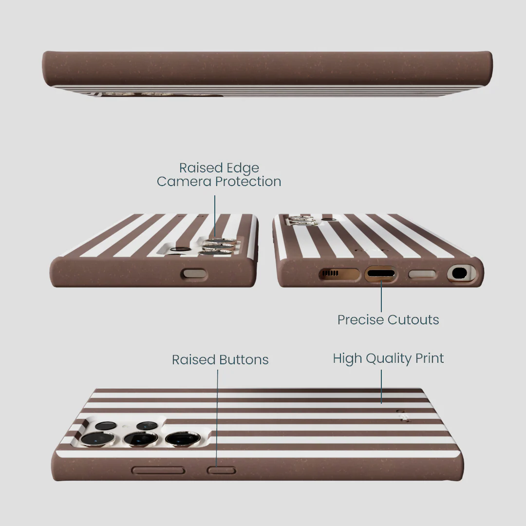 Chocolate Brown Mocha Stripes Samsung Galaxy S24 Ultra Case - Image 3