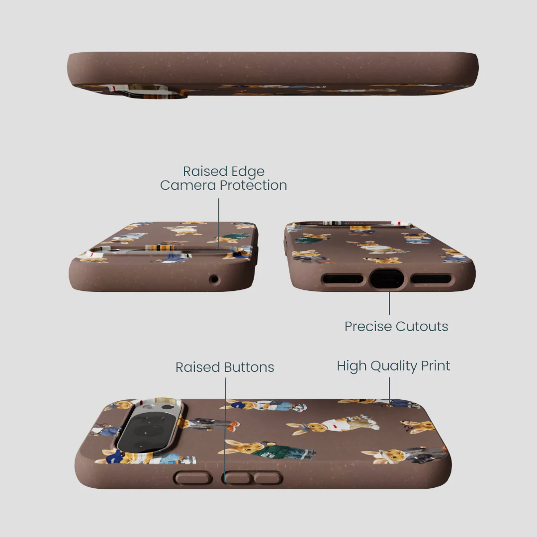 Chocolate Brown Rabbit Friends Google Pixel 10/10 Pro Case - Image 3