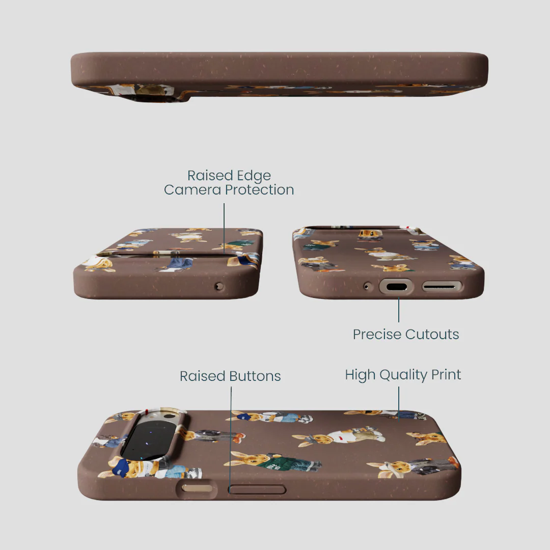 Chocolate Brown Rabbit Friends Google Pixel 9/9 Pro Case - Image 3