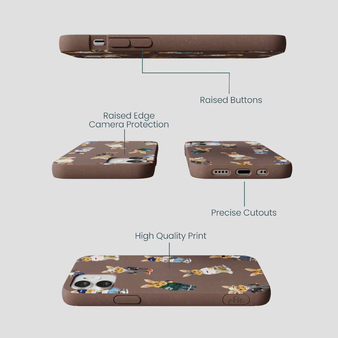 Chocolate Brown Rabbit Friends iPhone 12 Mini Case - Image 3