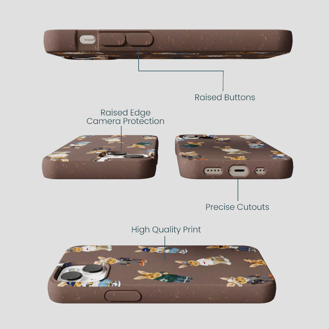 Chocolate Brown Rabbit Friends iPhone 13 Case - Image 3