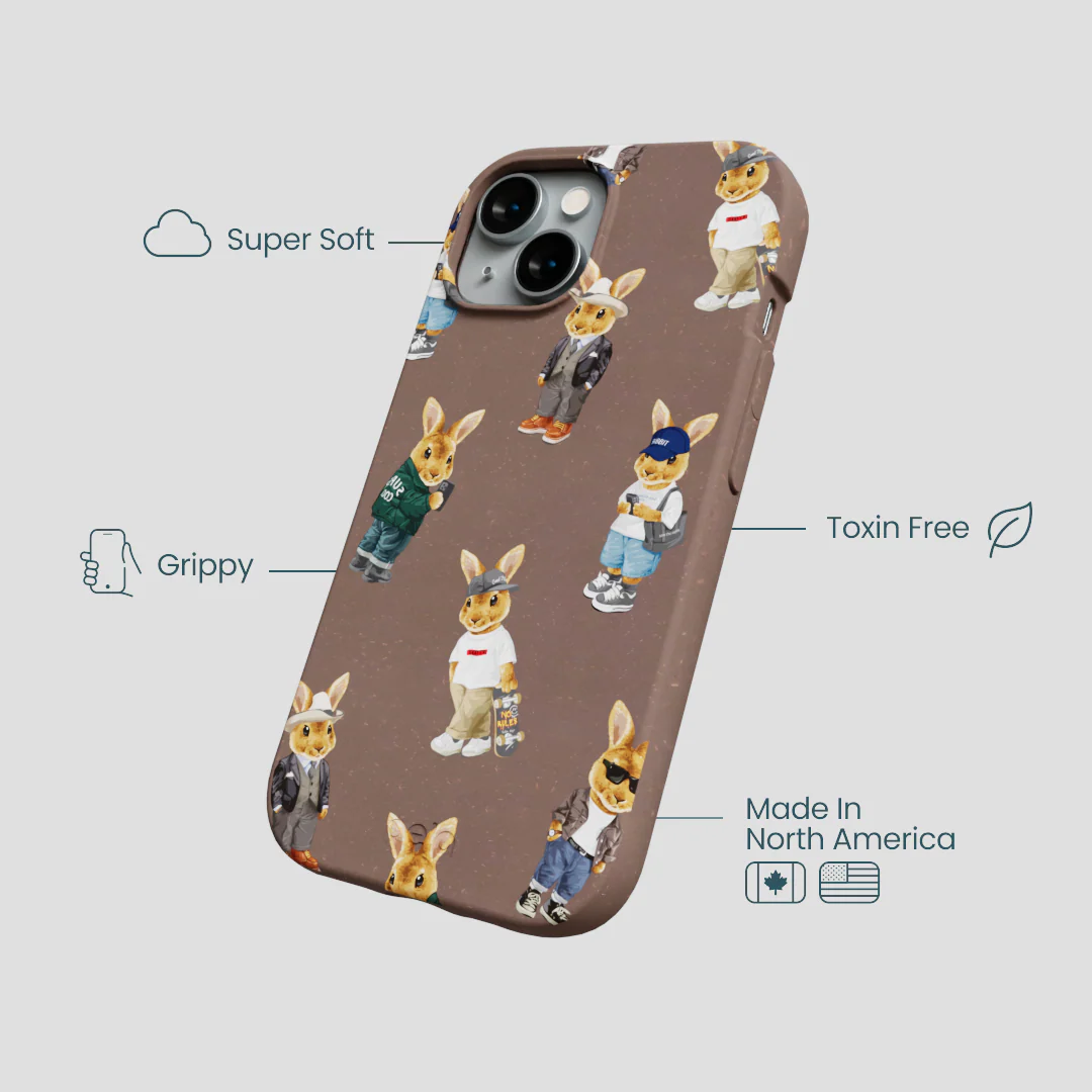 Chocolate Brown Rabbit Friends iPhone 14 Case - Image 4