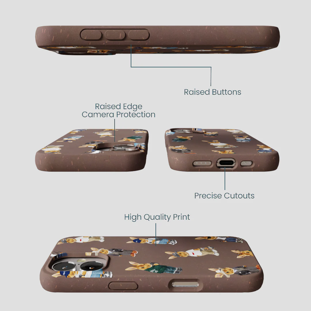 Chocolate Brown Rabbit Friends iPhone 16 Case - Image 3