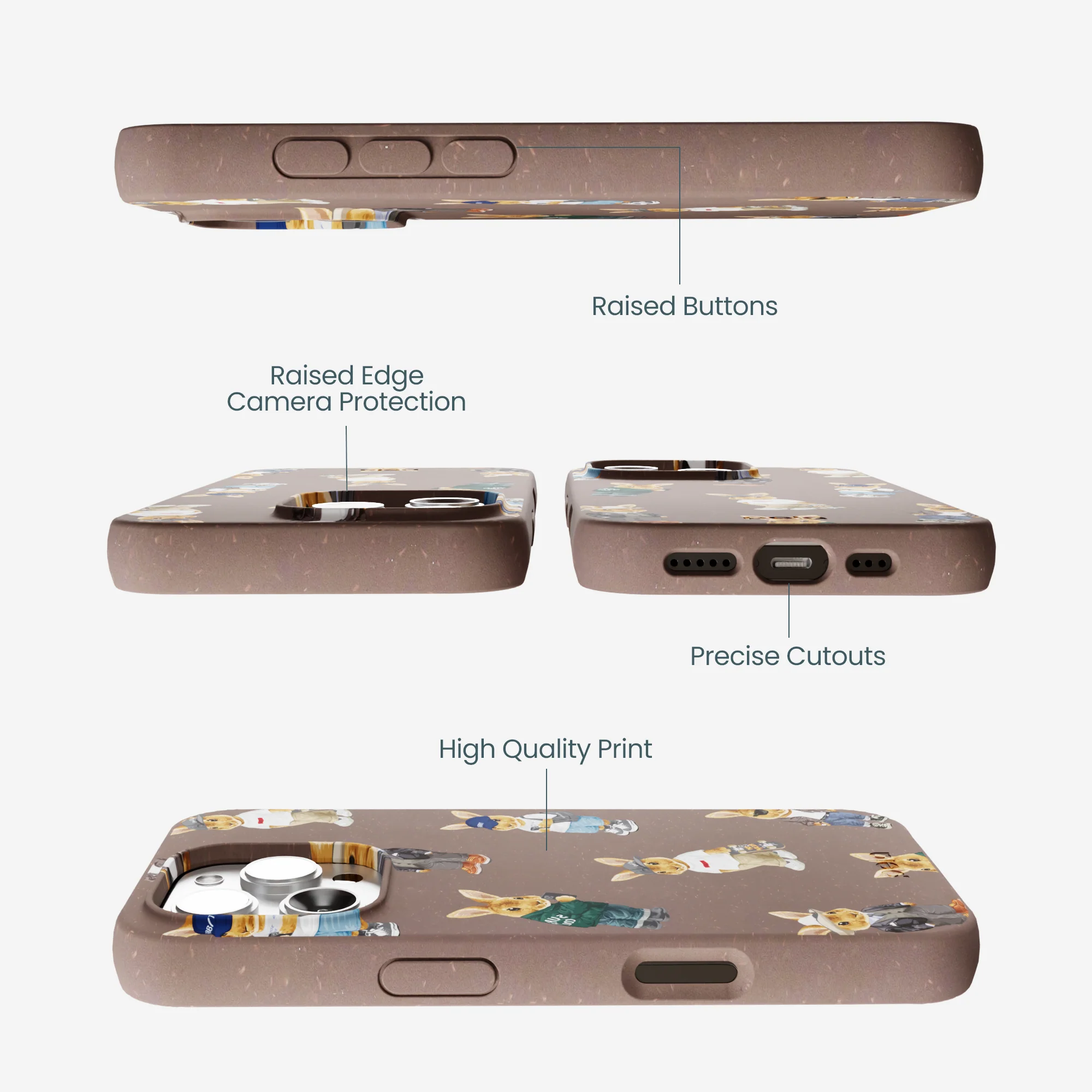 Chocolate Brown Rabbit Friends iPhone 16 Pro Max Case - Image 3