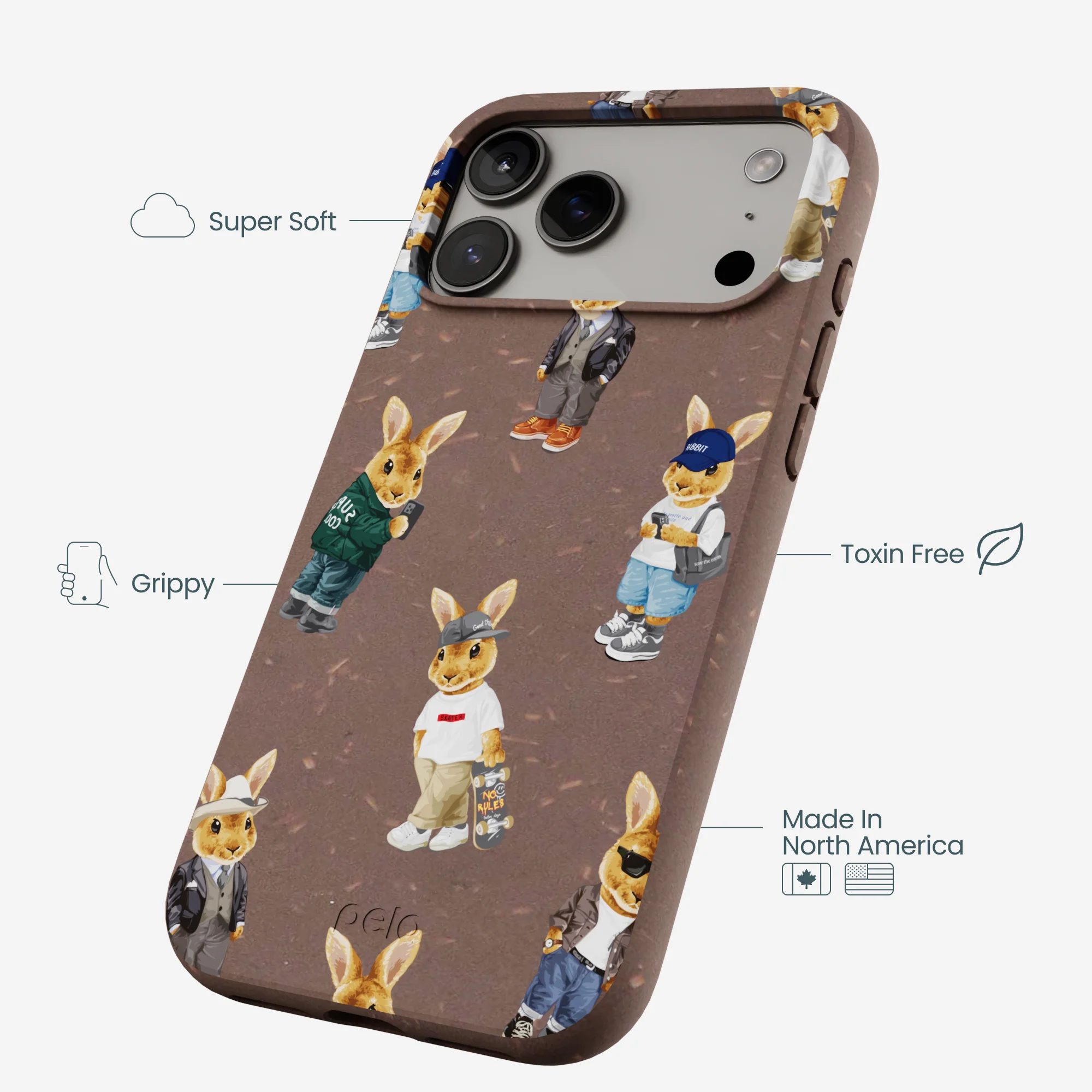 Chocolate Brown Rabbit Friends iPhone 17 Pro Max Case - Image 4