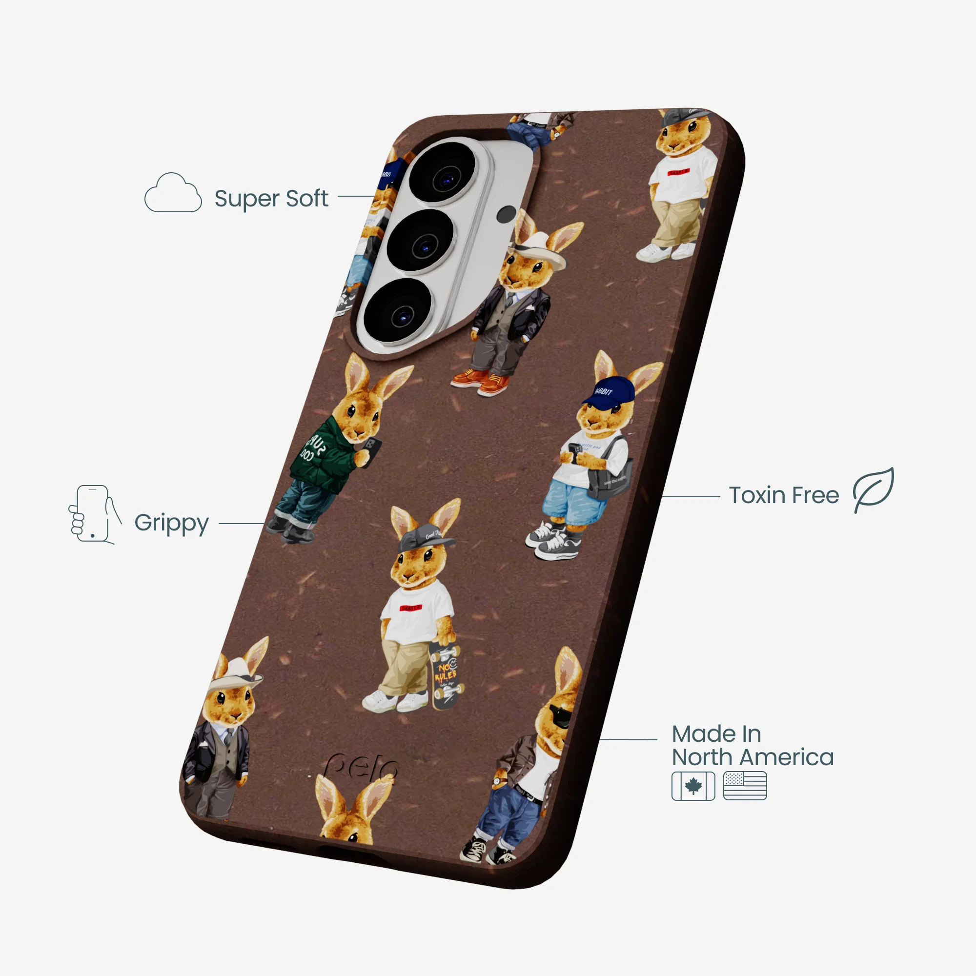 Chocolate Brown Rabbit Friends Samsung Galaxy S26 Case - Image 4