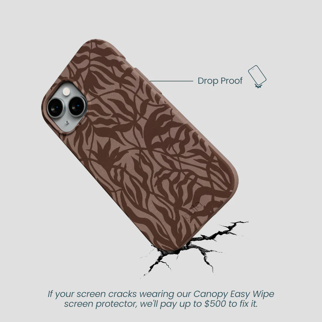 Chocolate Brown Rustic Leaves iPhone 14 Case - Image 5