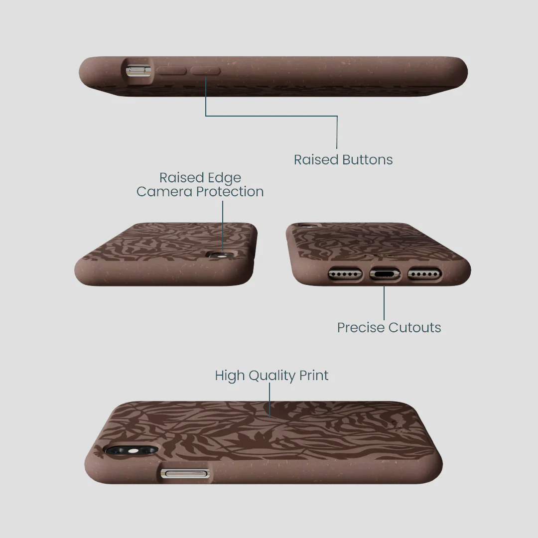 Chocolate Brown Rustic Leaves iPhone XR Case - Image 3