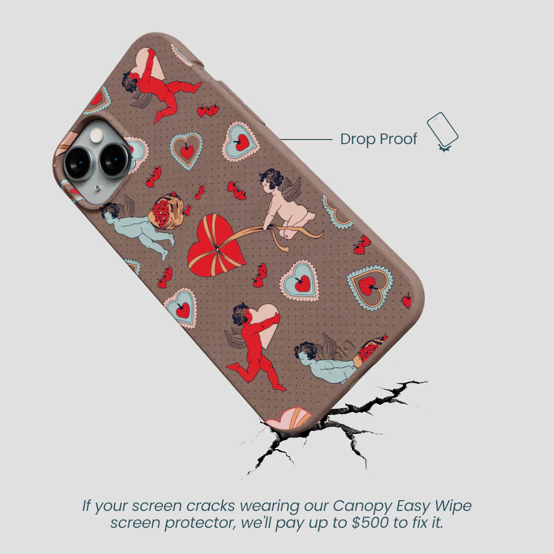 Chocolate Brown Strawberry Cupid iPhone 14 Plus Case - Image 5