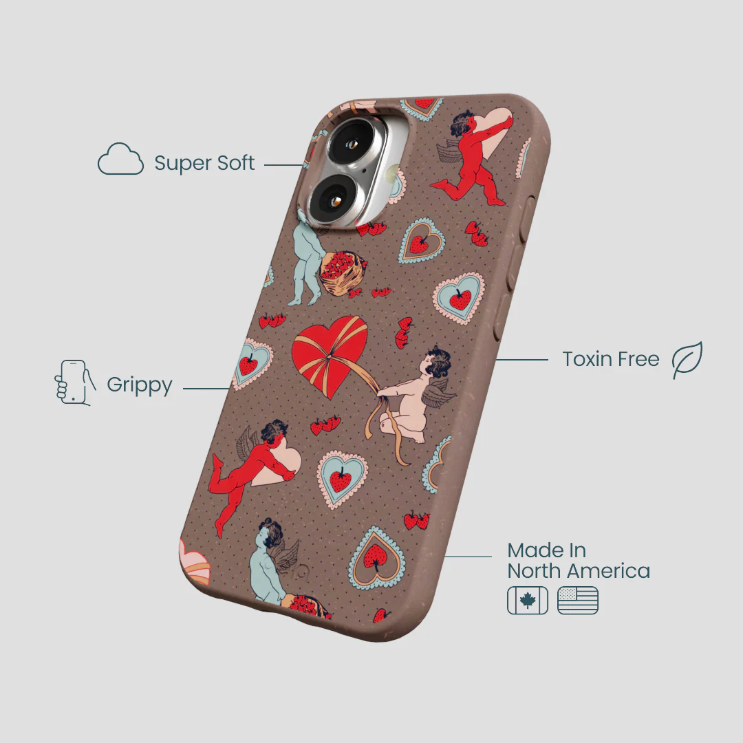 Chocolate Brown Strawberry Cupid iPhone 16 Case - Image 4