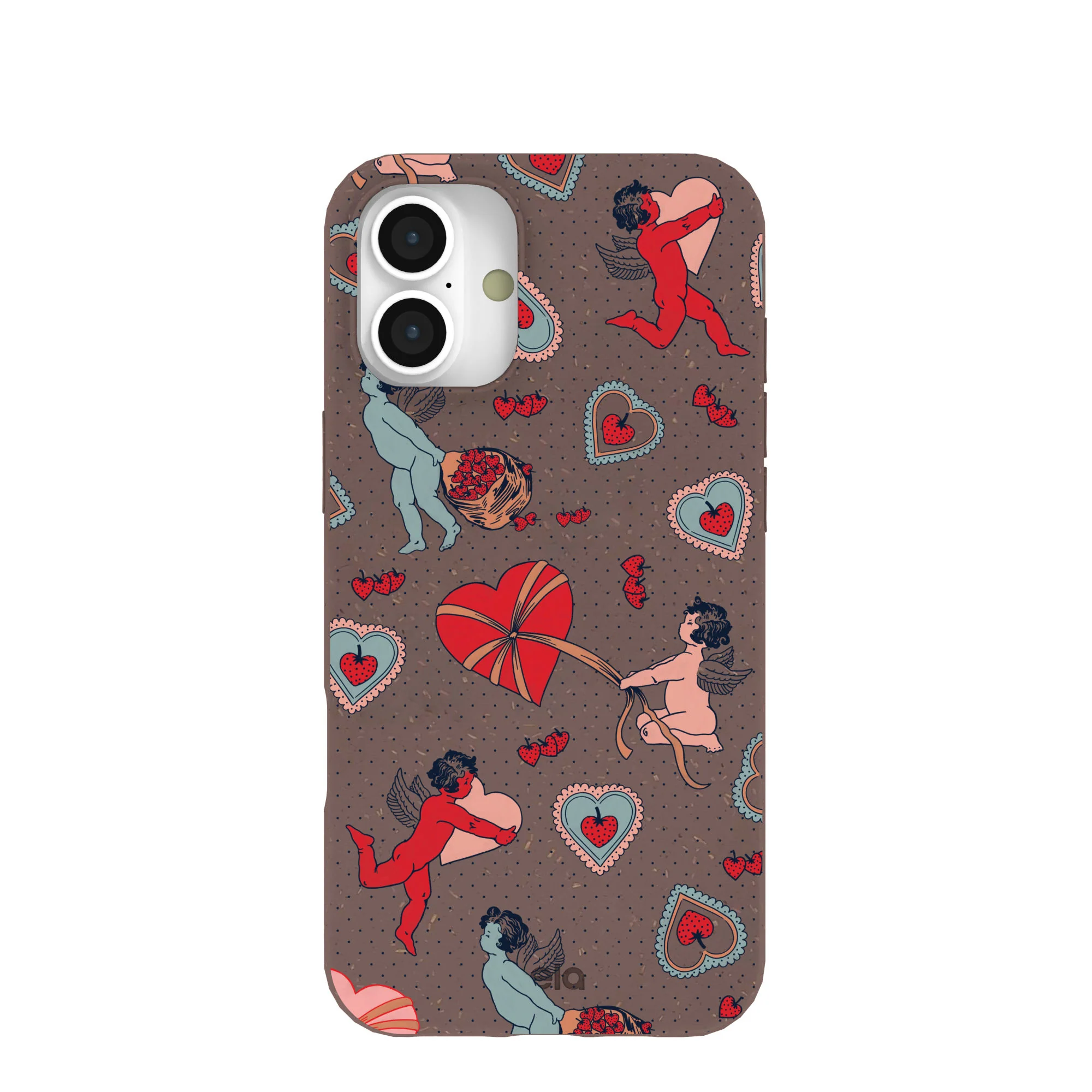 Chocolate Brown Strawberry Cupid iPhone 16 Plus Case