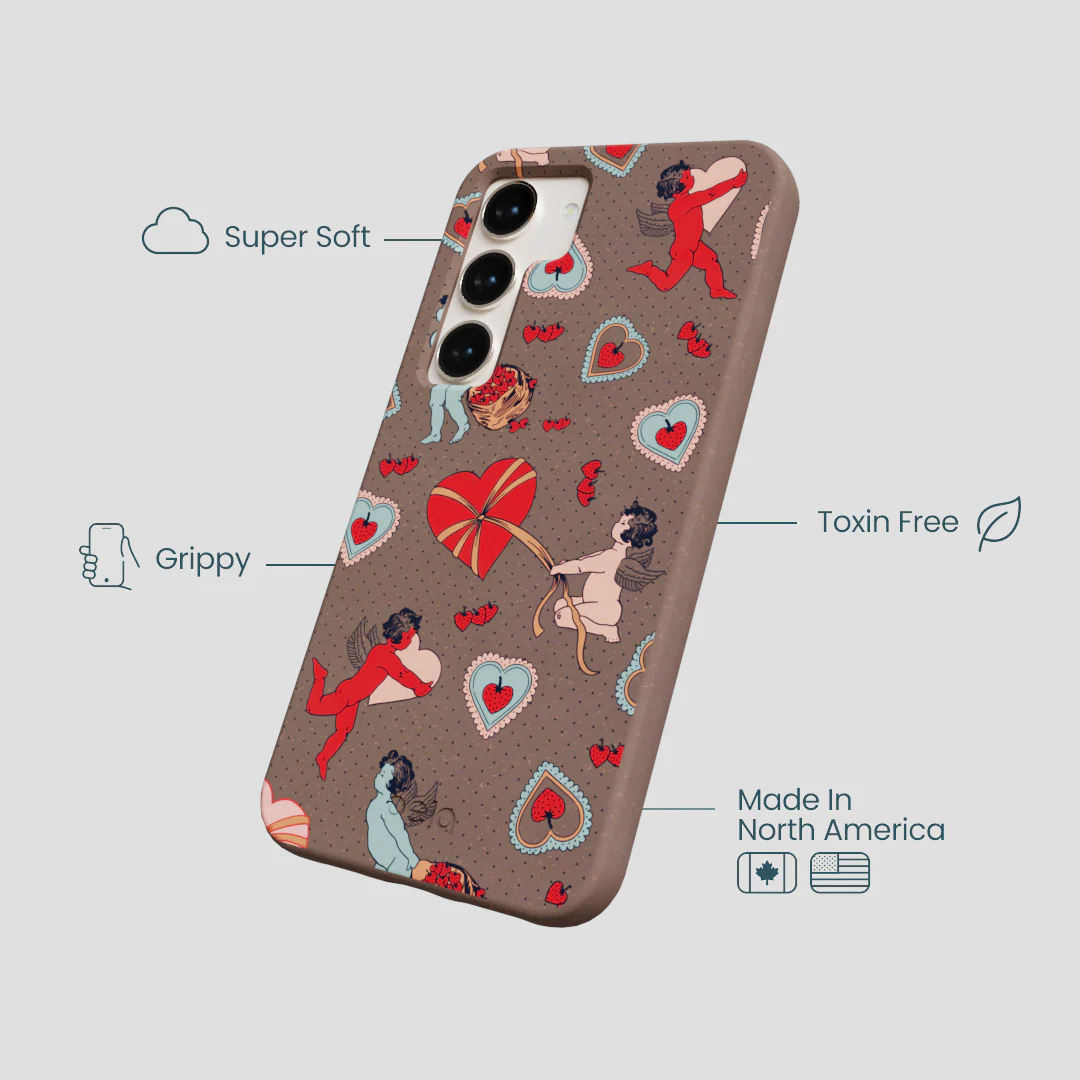 Chocolate Brown Strawberry Cupid Samsung Galaxy S24 Case - Image 4