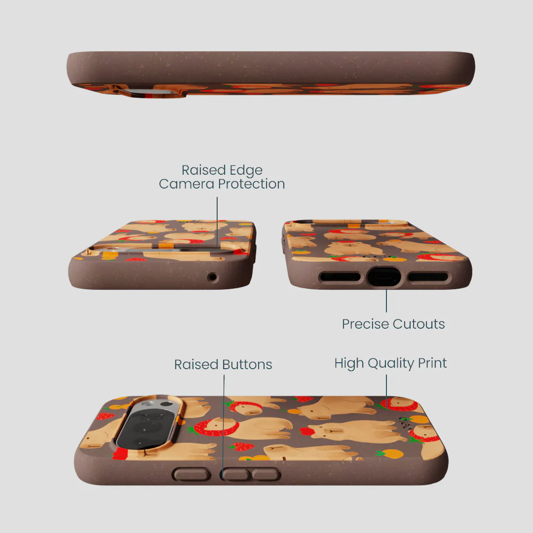 Chocolate Brown Sweet Capybaras Google Pixel 10/10 Pro Case - Image 3