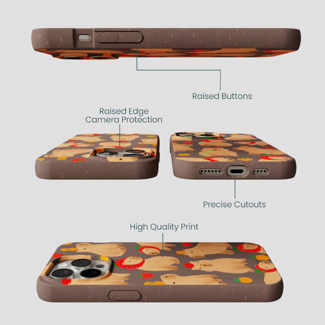 Chocolate Brown Sweet Capybaras iPhone 14 Pro Max Case - Image 3