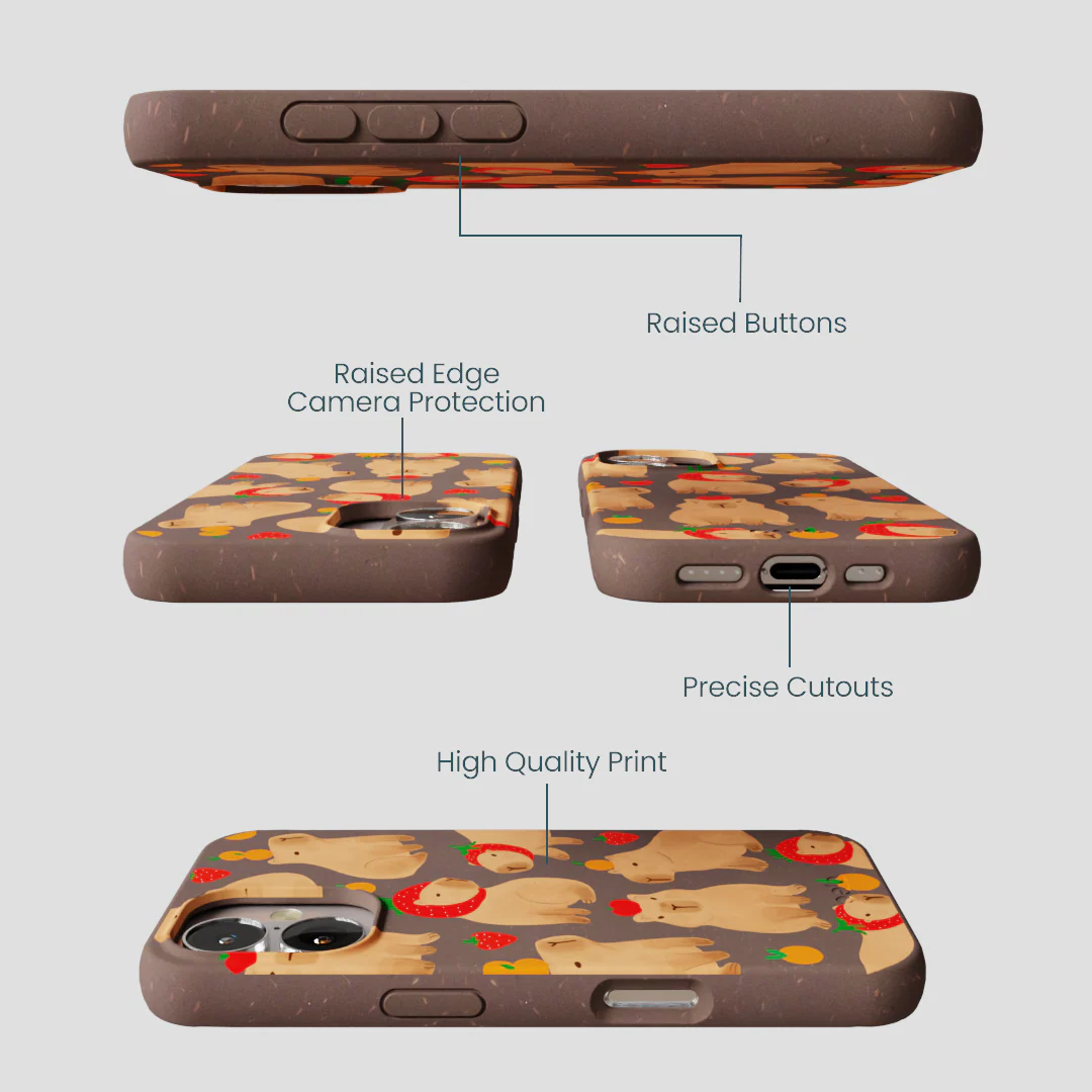 Chocolate Brown Sweet Capybaras iPhone 16 Case - Image 3