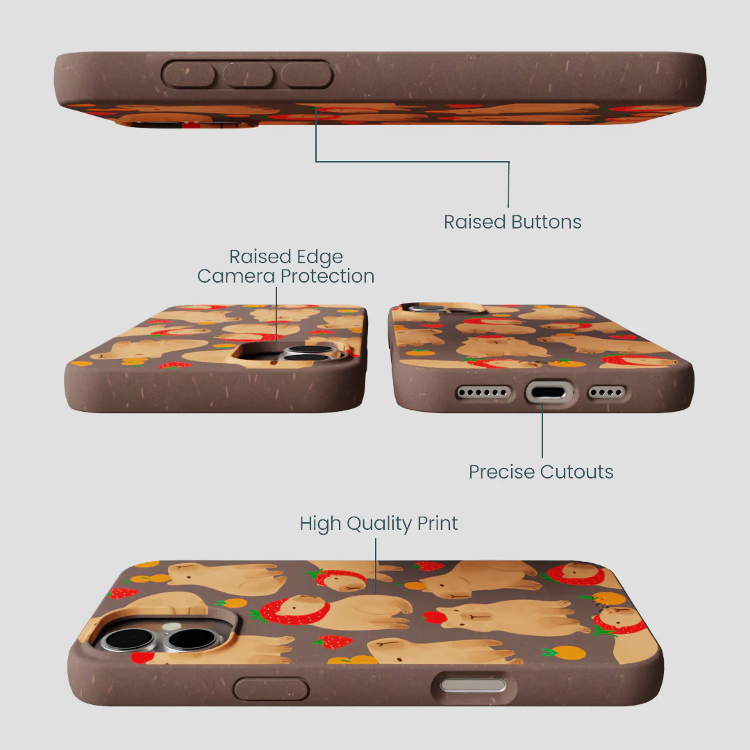 Chocolate Brown Sweet Capybaras iPhone 16 Plus Case - Image 3