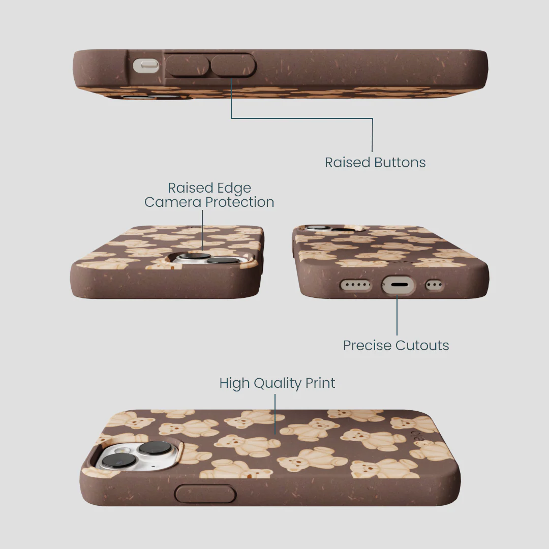 Chocolate Brown Teddy Love iPhone 13 Case - Image 3
