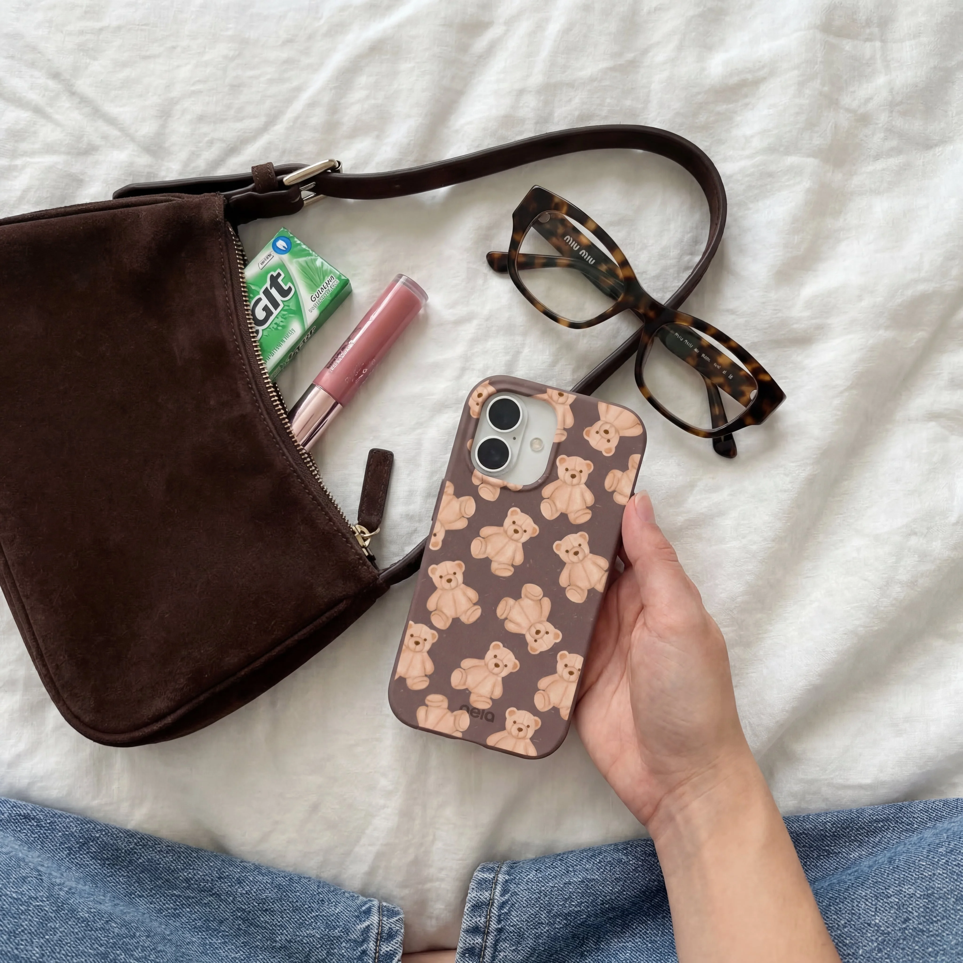 Chocolate Brown Teddy Love iPhone 13 Mini Case - Image 2