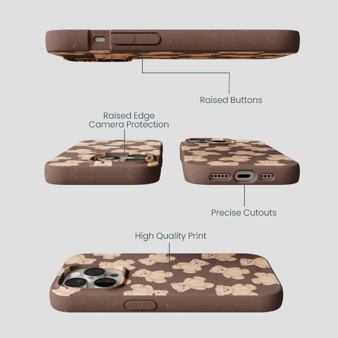Chocolate Brown Teddy Love iPhone 15 Pro Case - Image 3