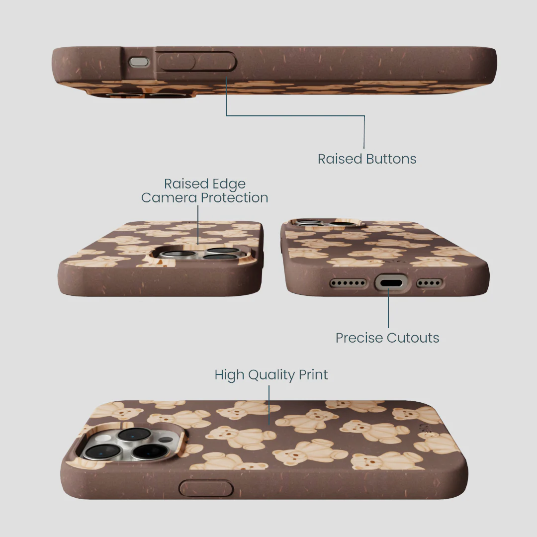 Chocolate Brown Teddy Love iPhone 15 Pro Max Case - Image 3