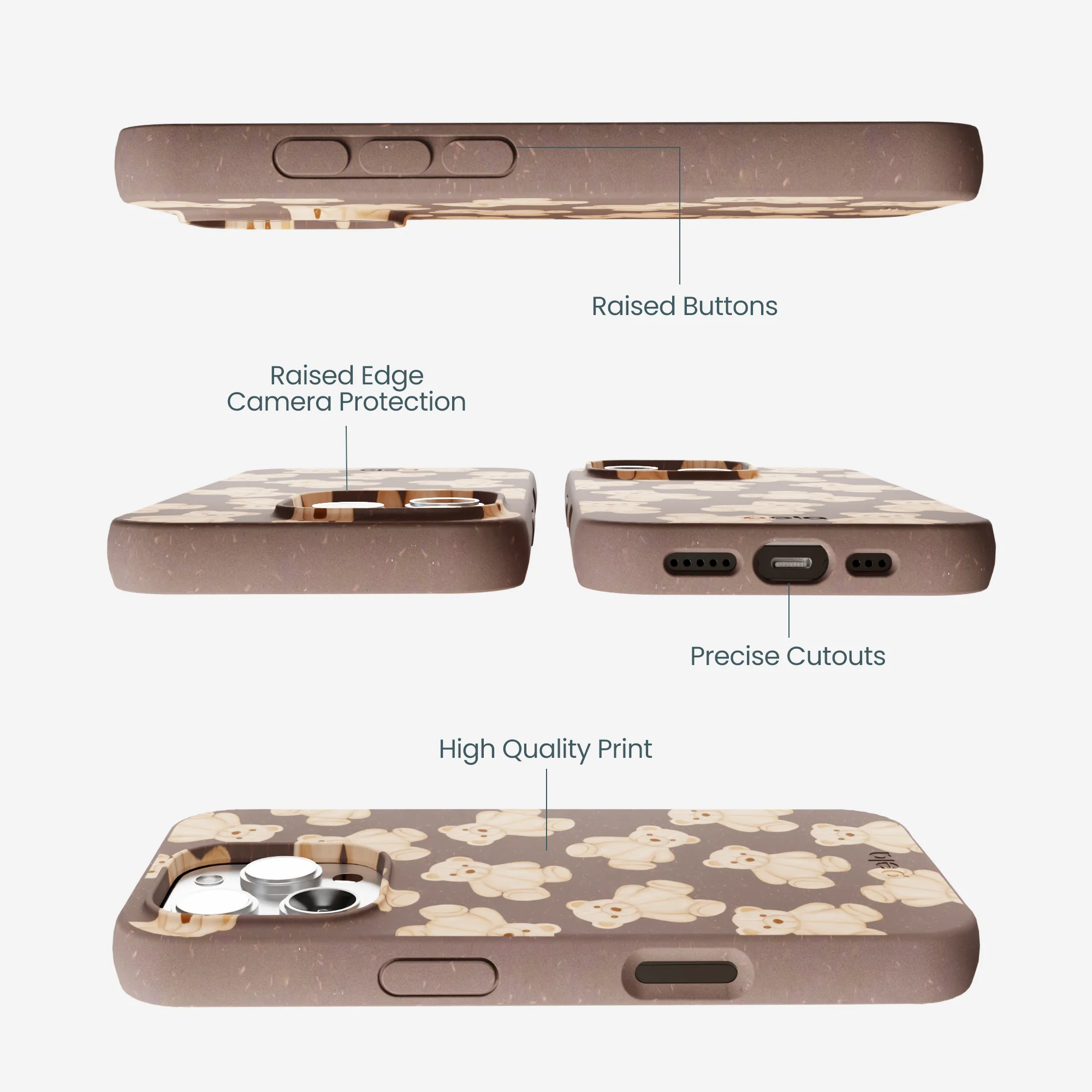 Chocolate Brown Teddy Love iPhone 16 Pro Max Case - Image 3