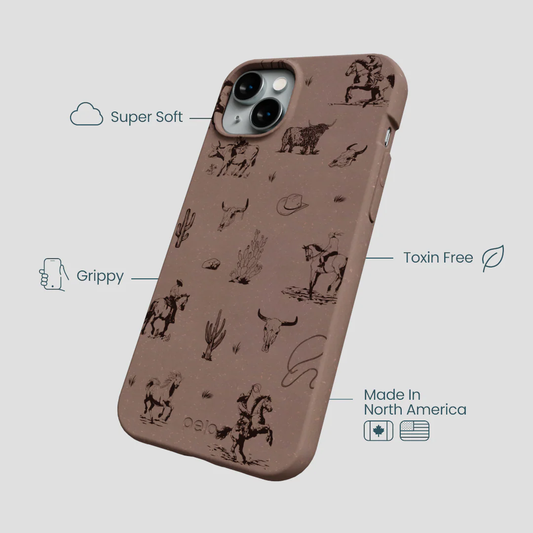 Chocolate Brown Wild Frontier iPhone 14 Plus Case - Image 4