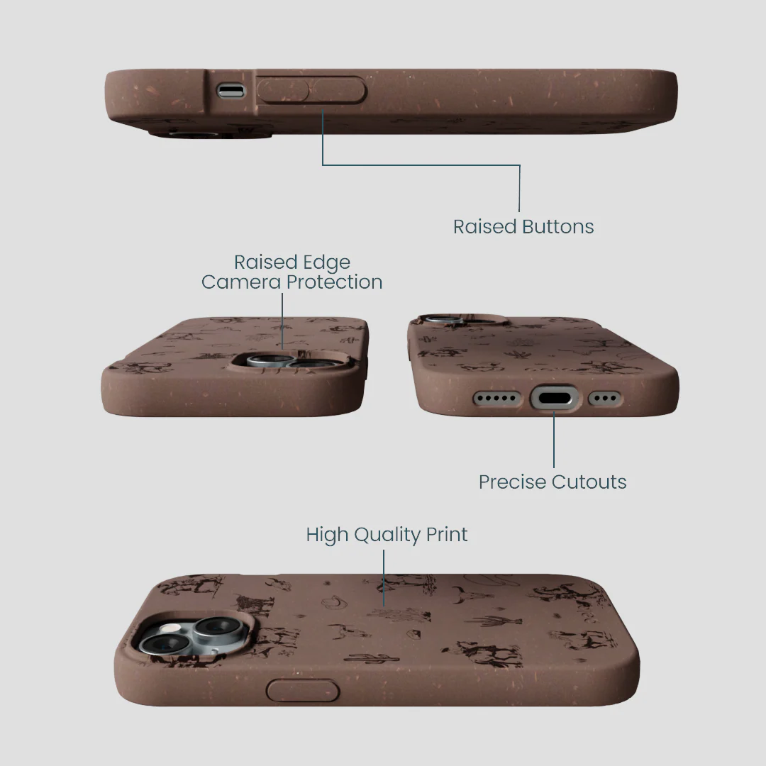 Chocolate Brown Wild Frontier iPhone 15 Case - Image 3