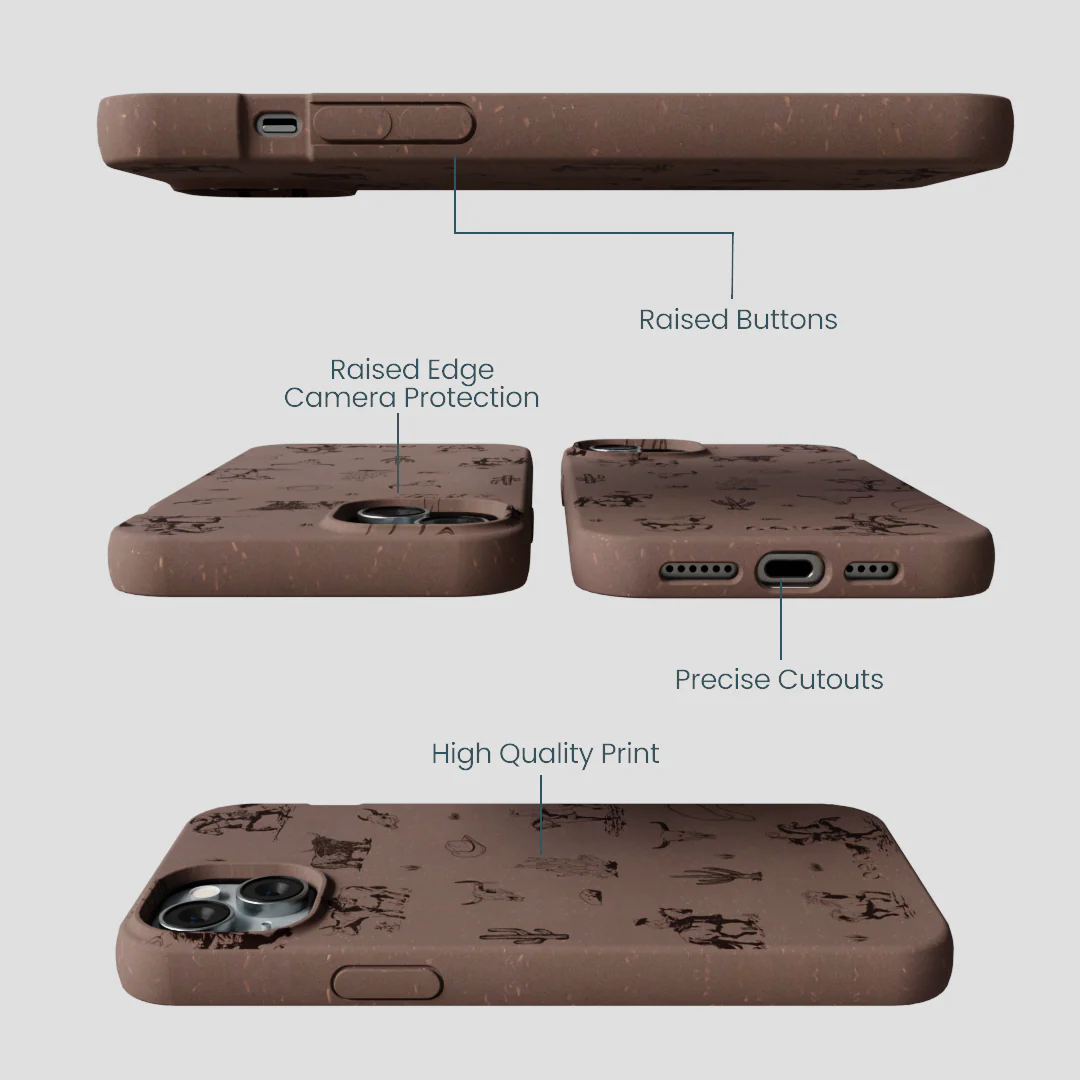 Chocolate Brown Wild Frontier iPhone 15 Plus Case - Image 3