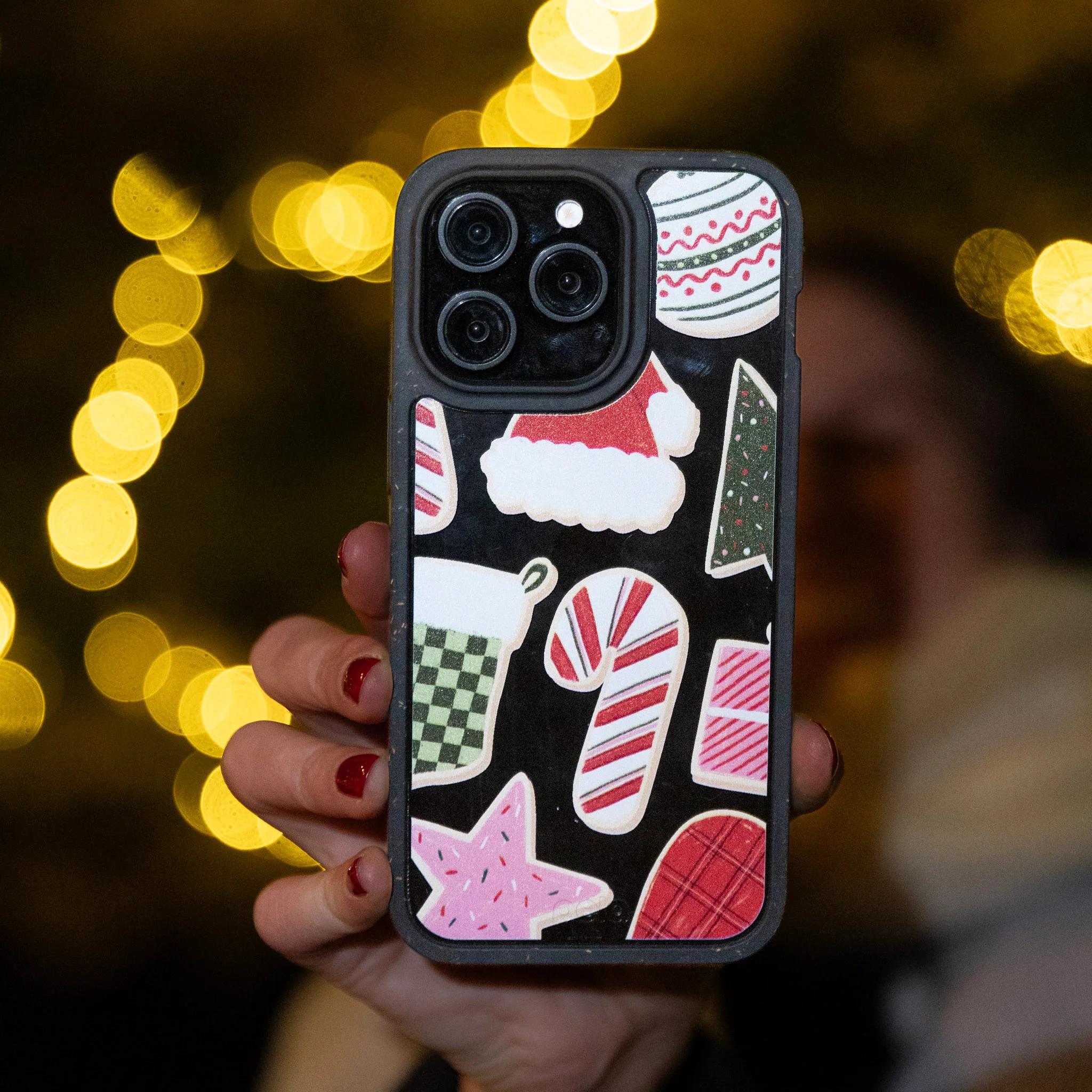 Clear Festive Cookies iPhone 12 Mini Case With Black Ridge - Image 2