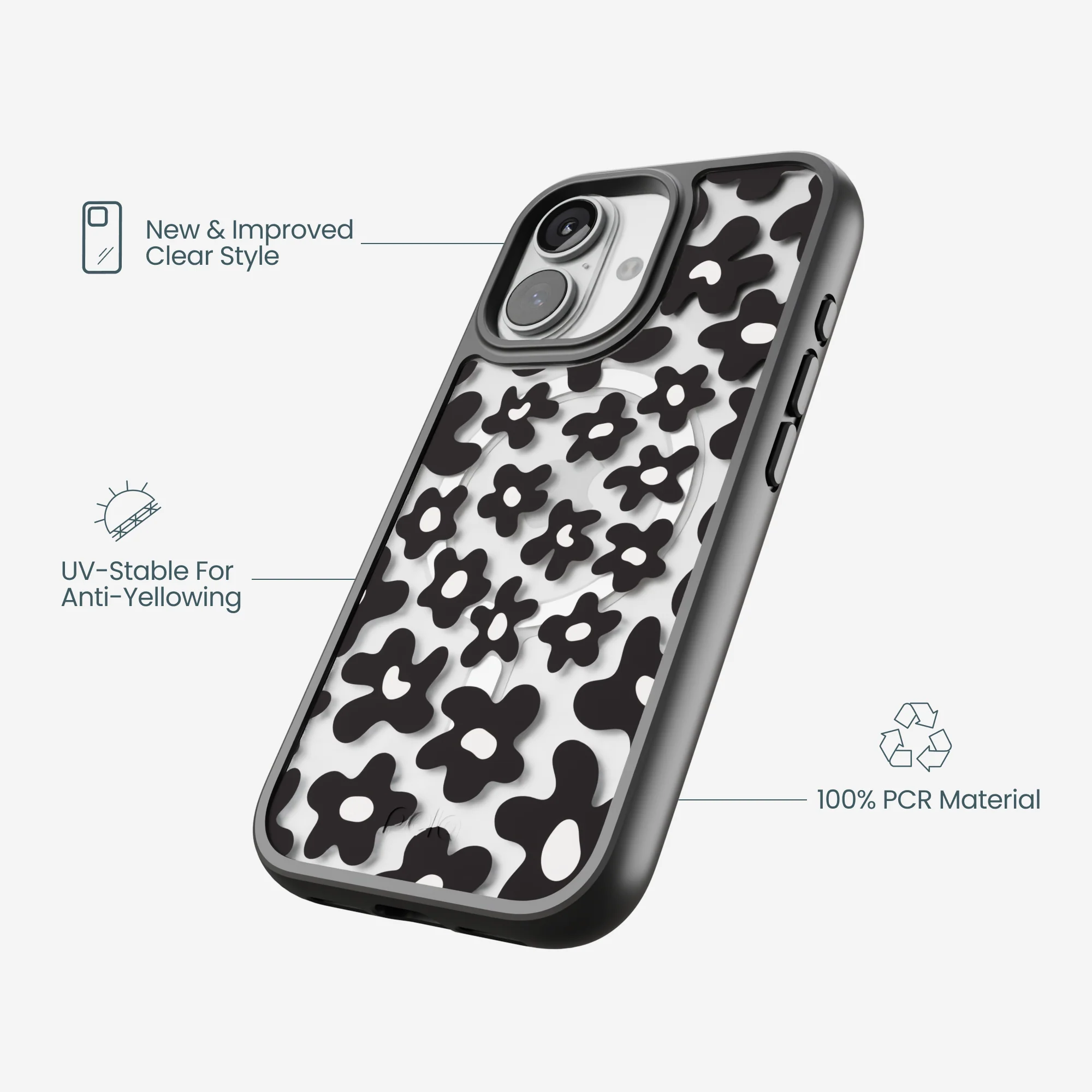 Clear Floral wall iPhone 17 Case With Noir Ridge (MagSafe included) - Image 4