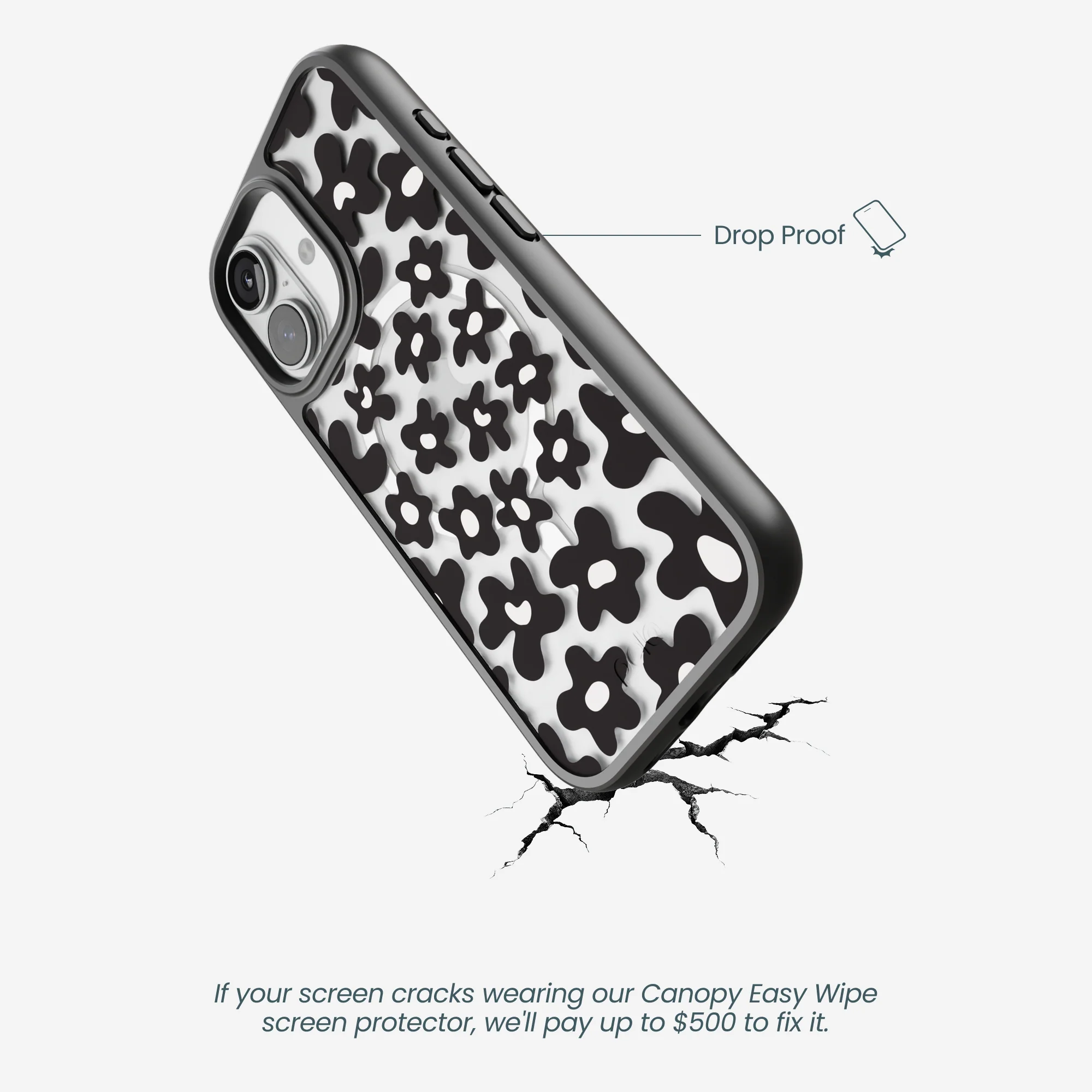 Clear Floral wall iPhone 17 Case With Noir Ridge (MagSafe included) - Image 5