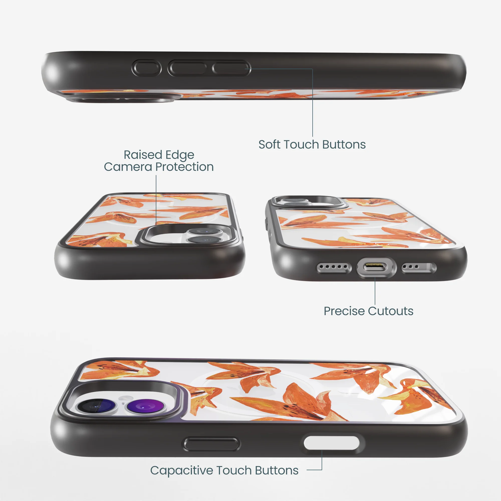 Clear Tiger Lily iPhone 17 Case With Noir Ridge (MagSafe included) - Image 3