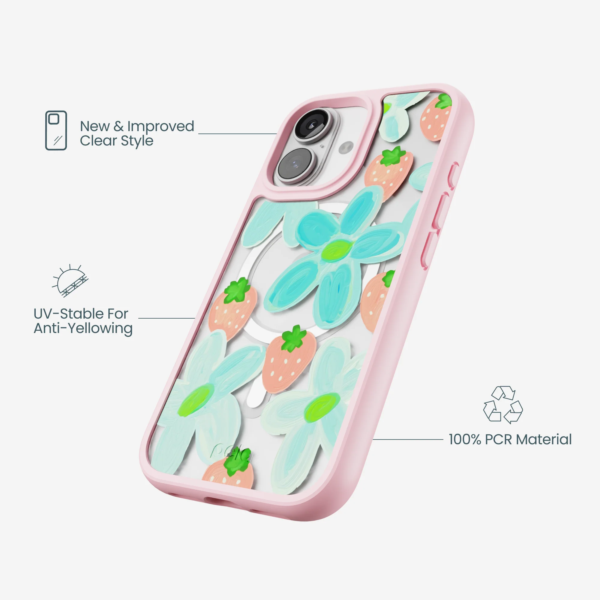 Clear Berry Belle iPhone 17 Case With Petal Pink Ridge (MagSafe included) - Image 4