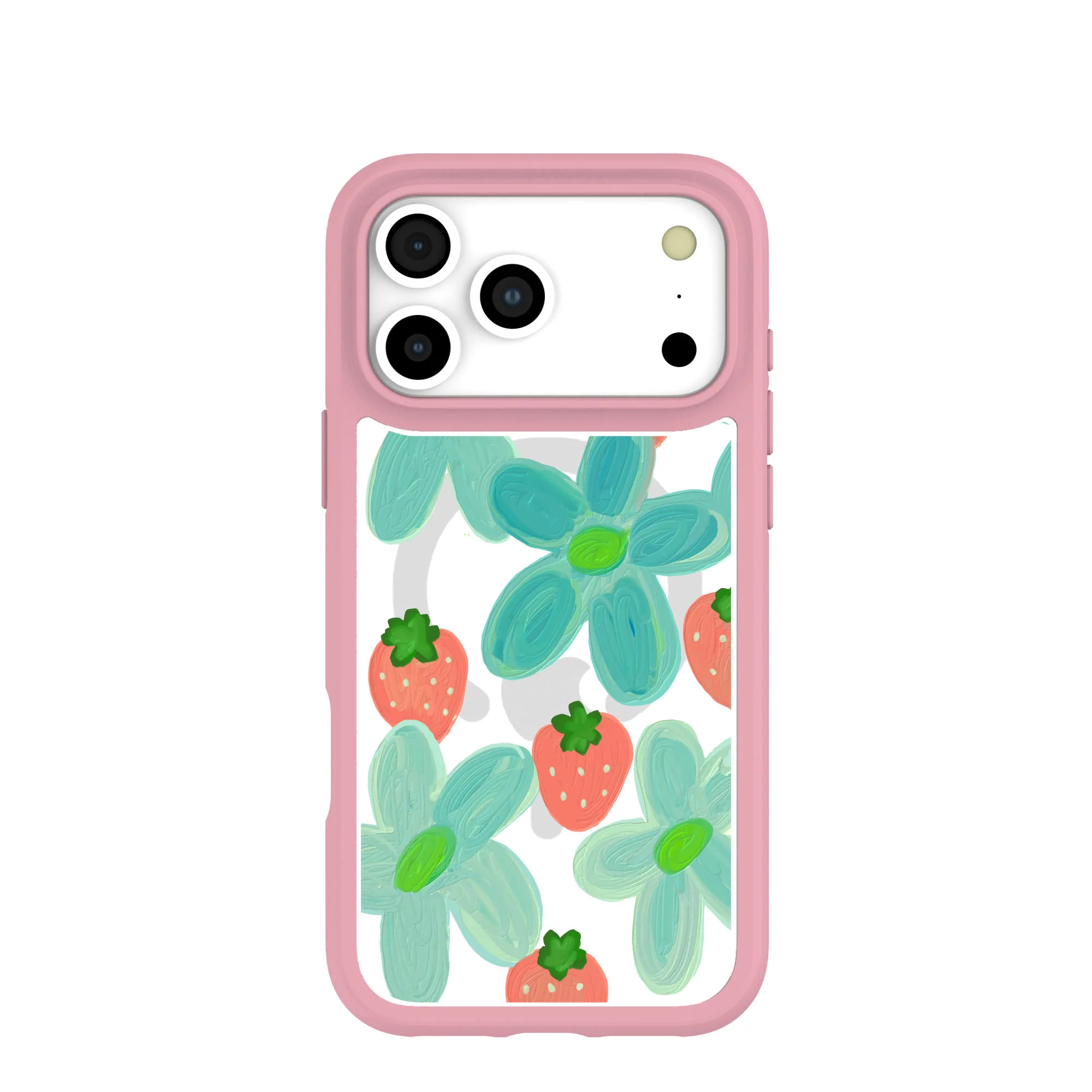 Clear Berry Belle iPhone 17 Pro Max Case With Petal Pink Ridge (MagSafe included)