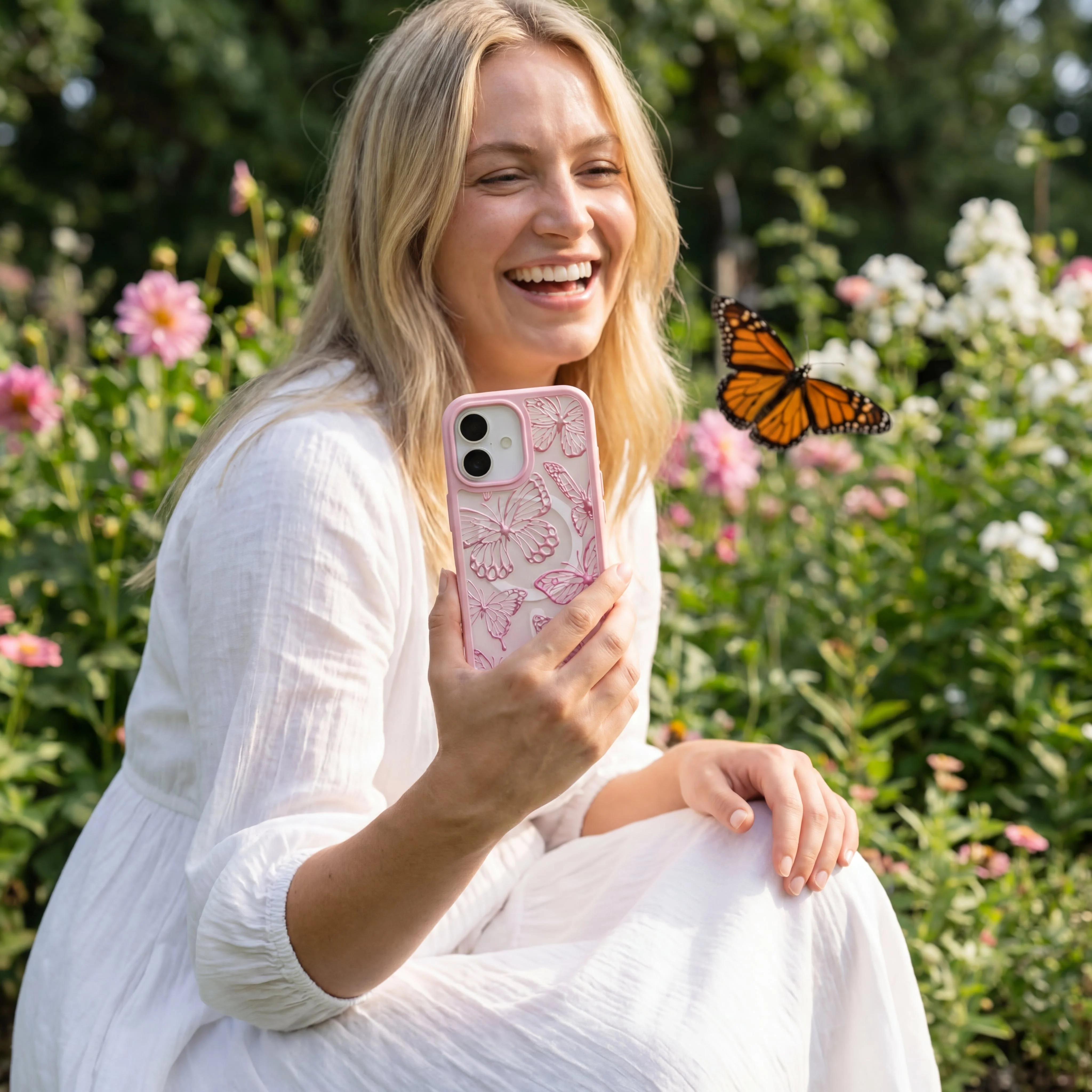 Clear Butterfly Effect iPhone 17 Pro Max Case With Petal Pink Ridge (MagSafe included) - Image 2