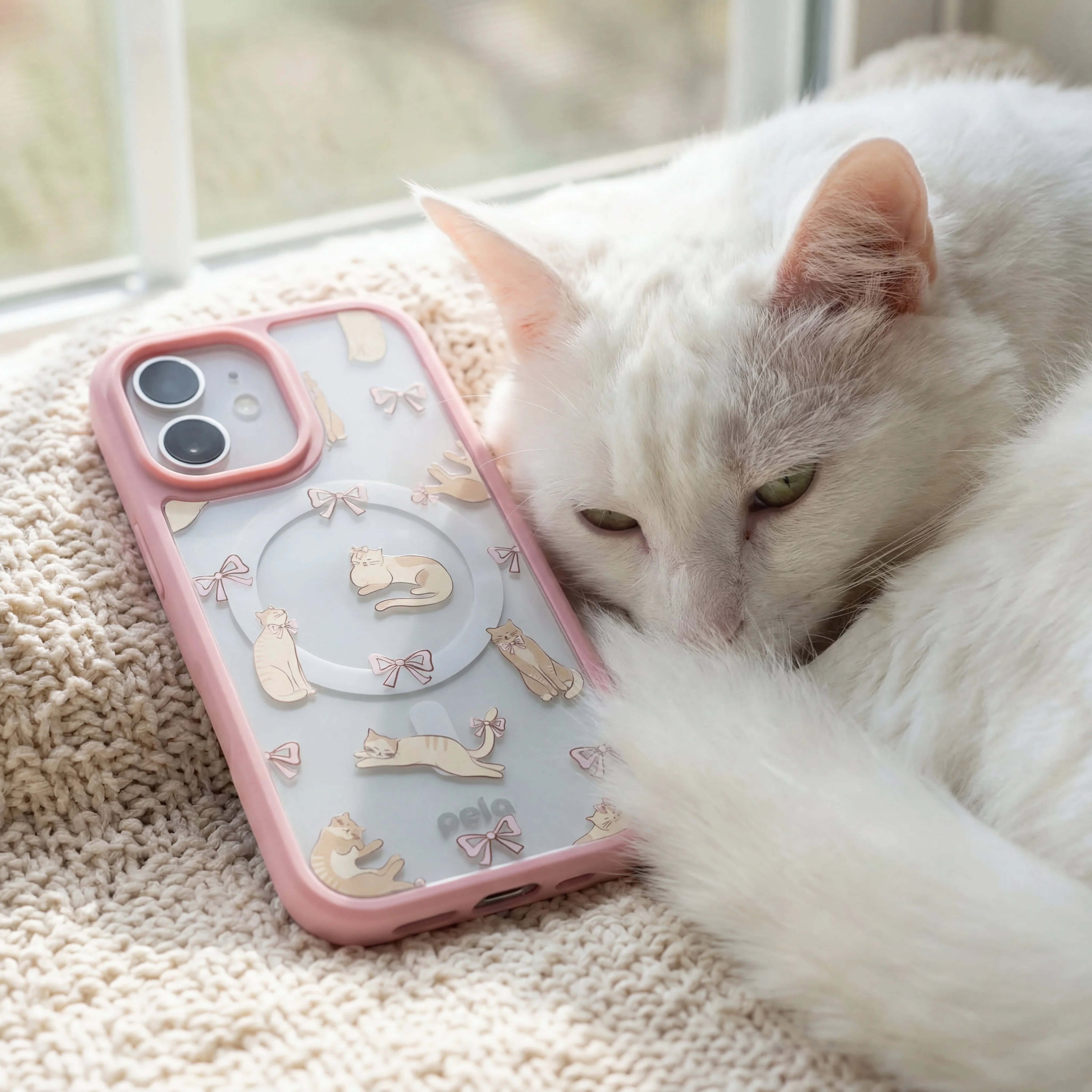 Clear Purrfection iPhone 17 Pro Max Case With Petal Pink Ridge (MagSafe included) - Image 2
