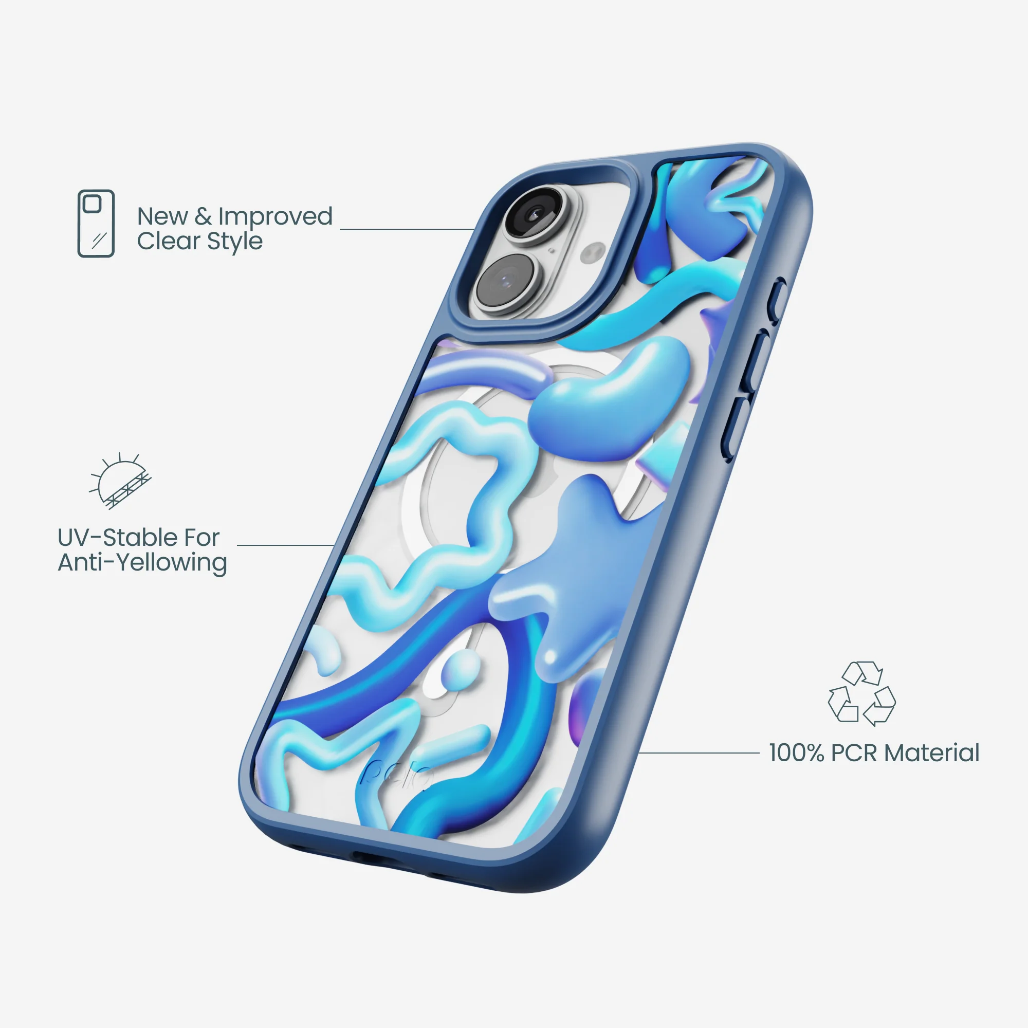 Clear Blue Chrome iPhone 17 Case With True Blue Ridge (MagSafe included) - Image 4