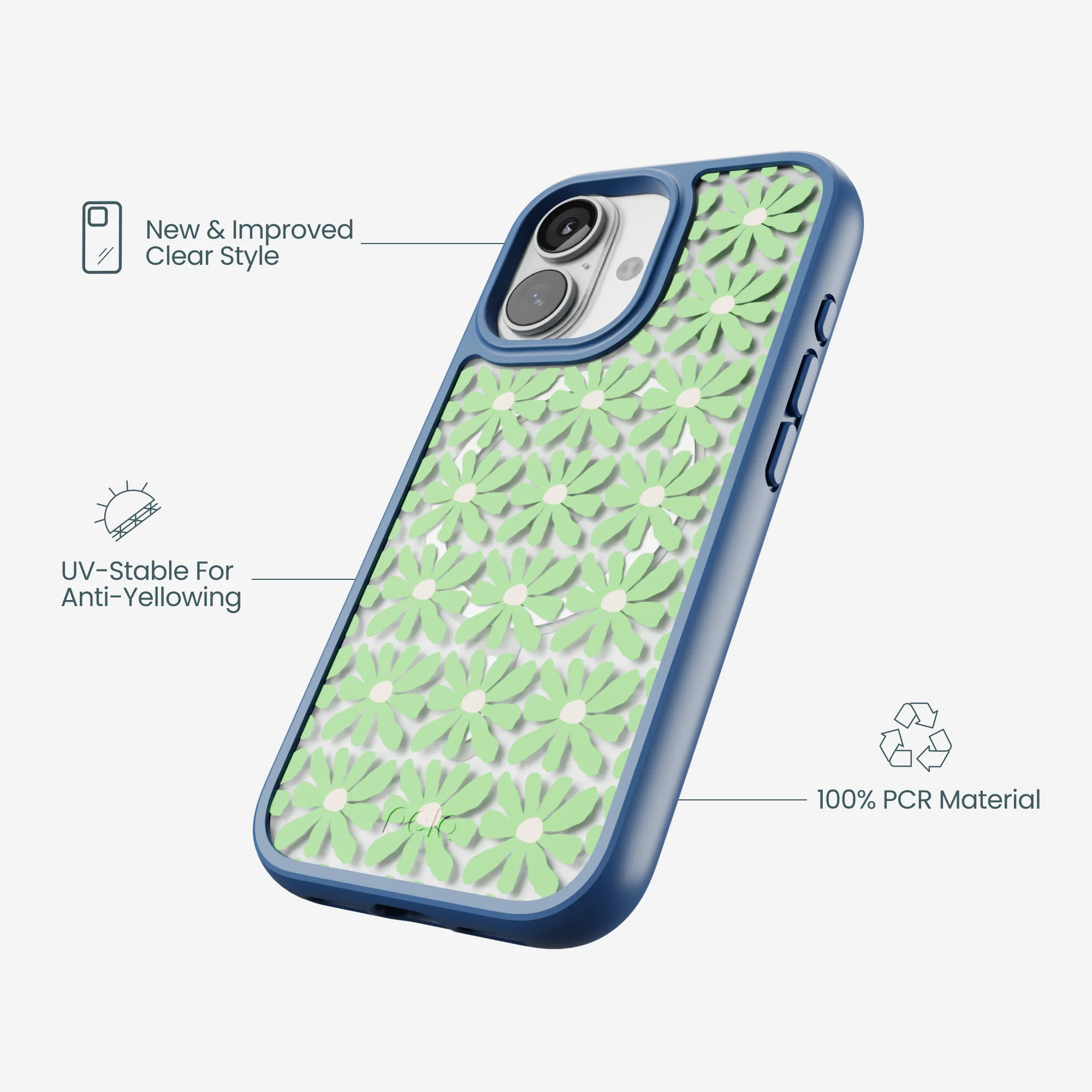 Clear Flower Child iPhone 17 Case With True Blue Ridge (MagSafe included) - Image 4