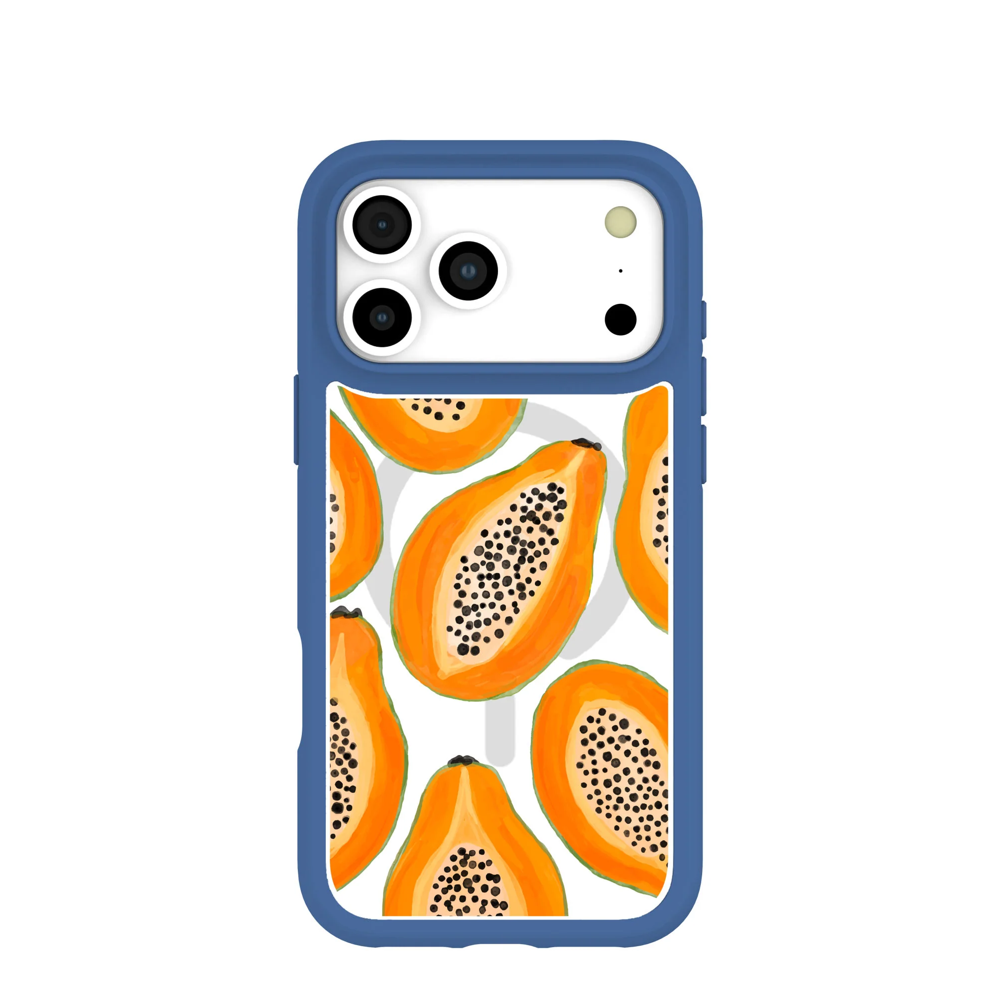 Clear Juicy Papayas iPhone 17 Pro Max Case With True Blue Ridge (MagSafe included)